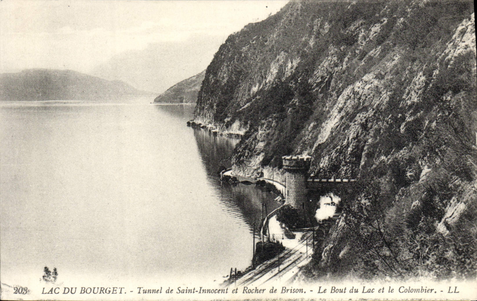 CPA Lac Du Bourget Tunnel De Saint Innocent Et Rocher De Brison Le bout du lac et le Colombier