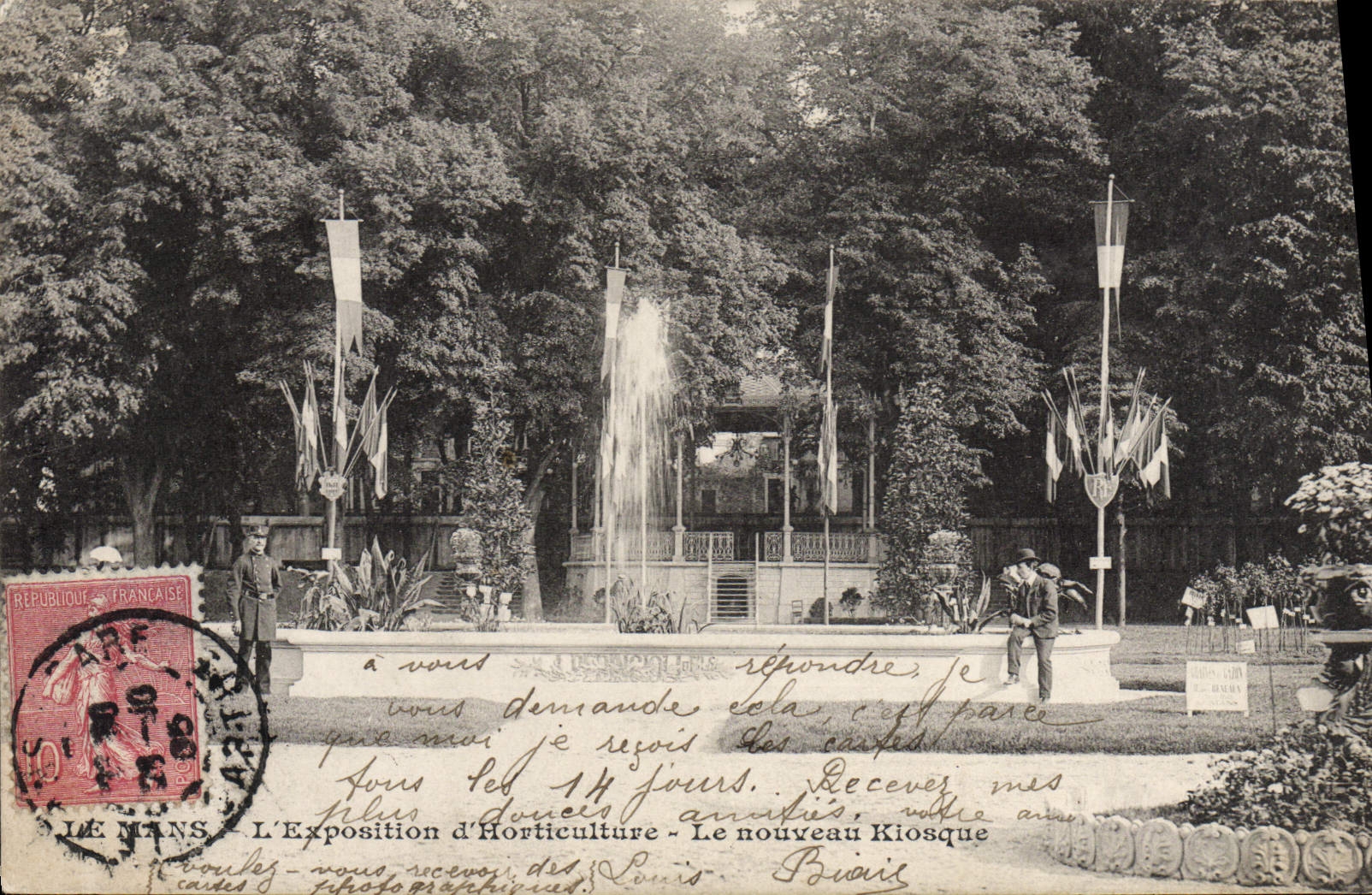 VINTAGE POSTCARD Mans Expoition d' Horticulture the New Kiosk