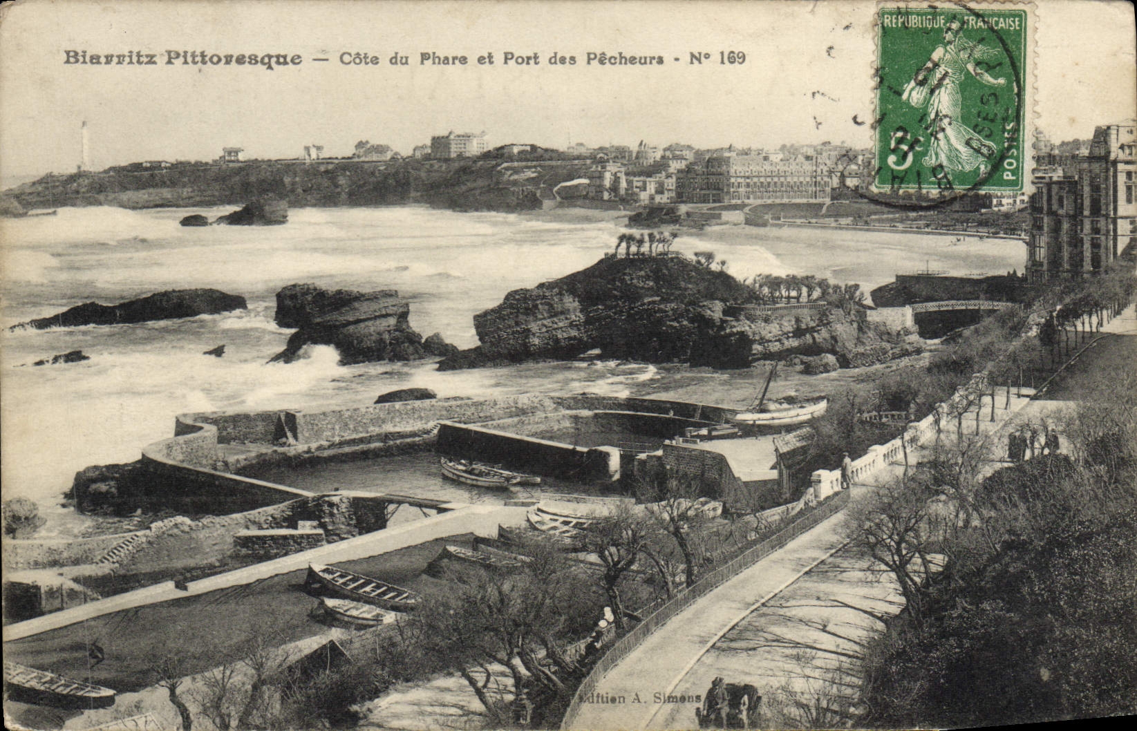 CPA Biarritz Cote du phare et port des pecheurs