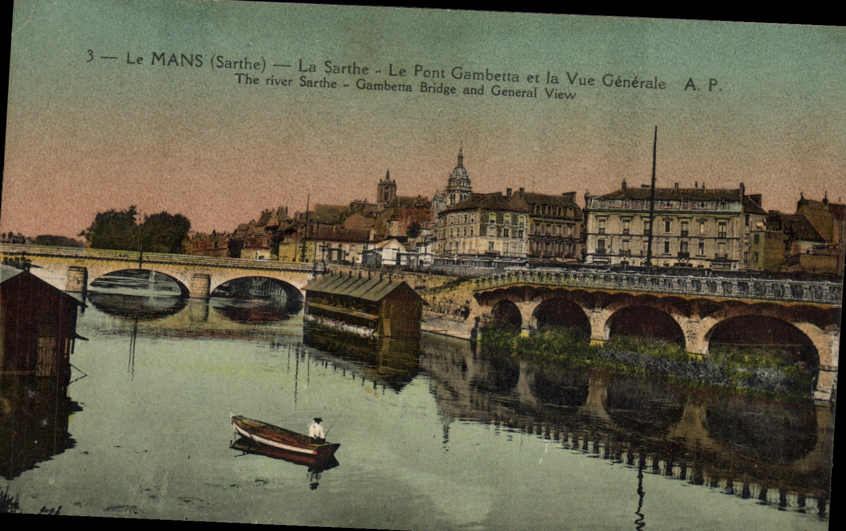 CPA Le Mans La Sarthe Le Pont Gambetta et la Vue Generale