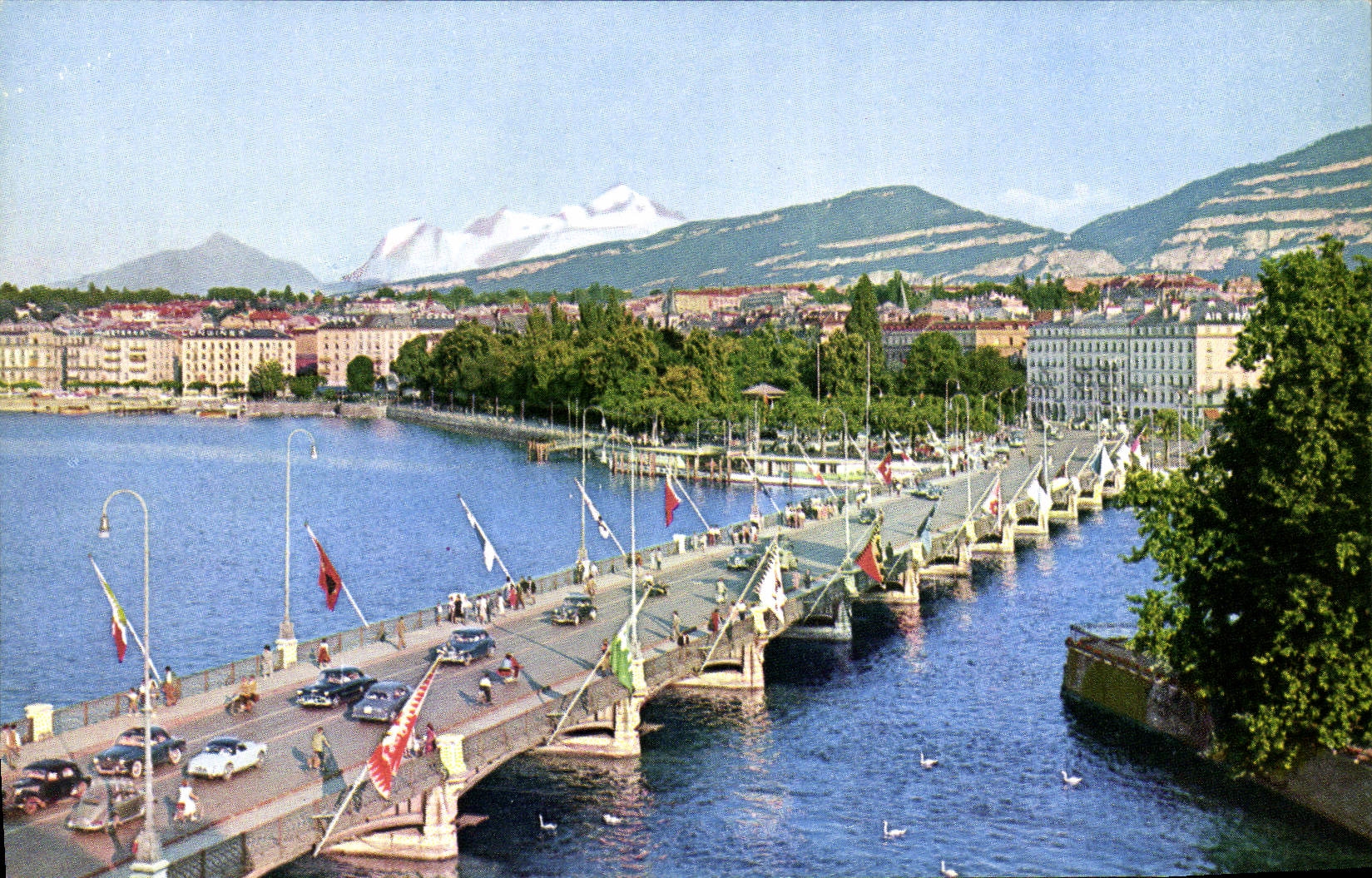 MODERN CARD Geneva the Bridge Of Mont Blanc Saleve and Mont Blanc