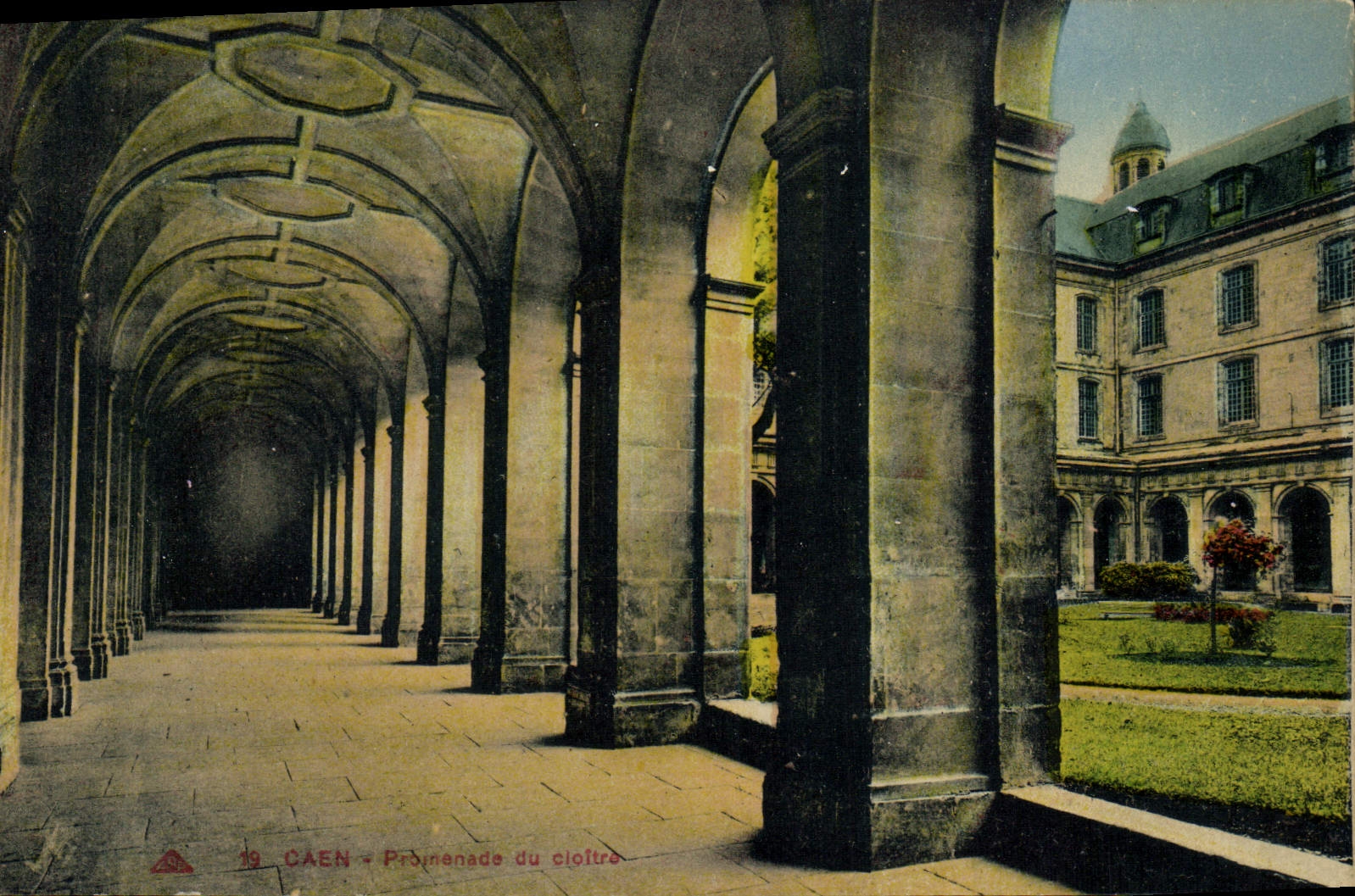 VINTAGE POSTCARD Caen Walk of the Cloister