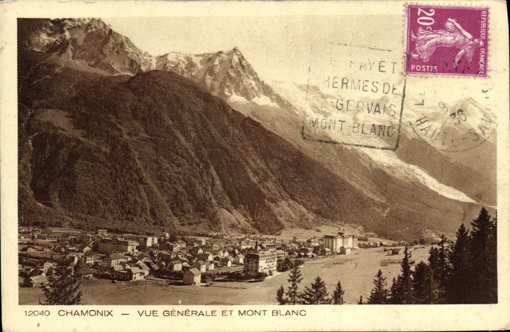 VINTAGE POSTCARD Chamonix View And Mont Blanc