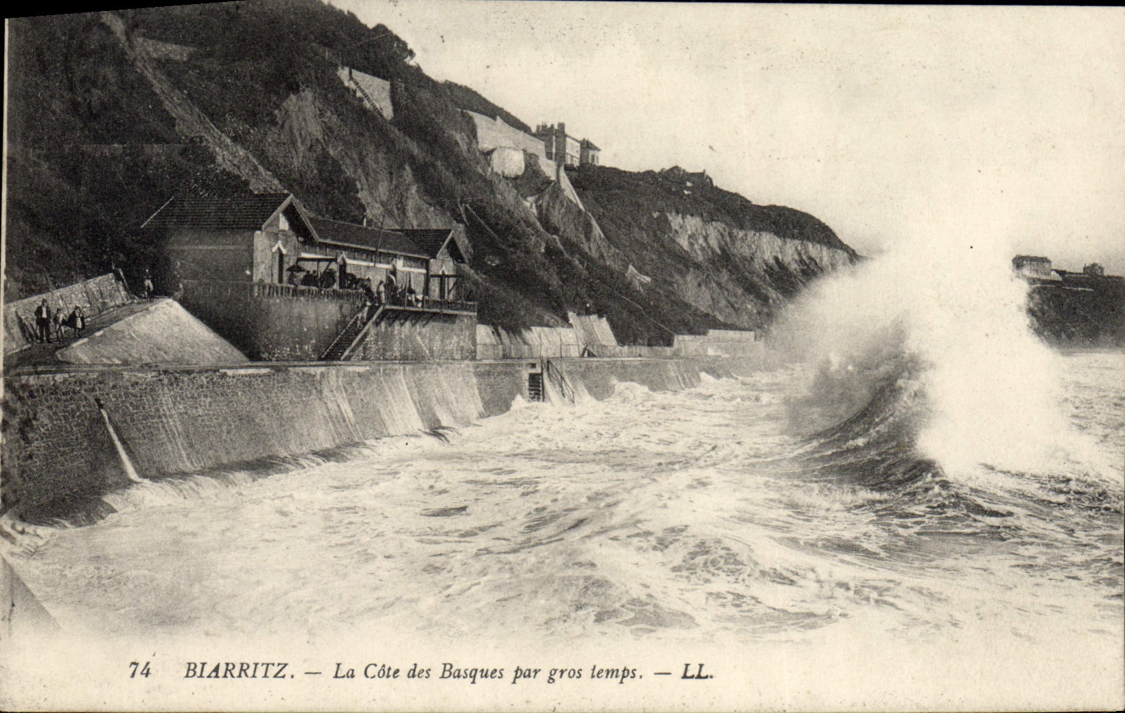 CPA Biarritz La Cote des Basques Par Gros Temps