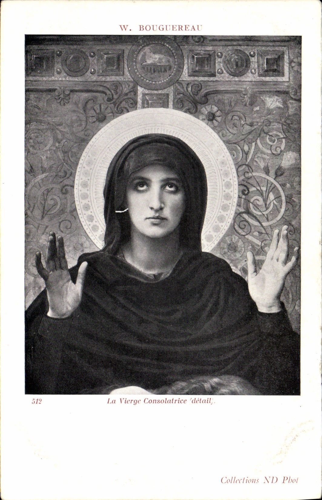 VINTAGE POSTCARD Museum Of Luxembourg Paris Bouguereau the virgin consolatrice