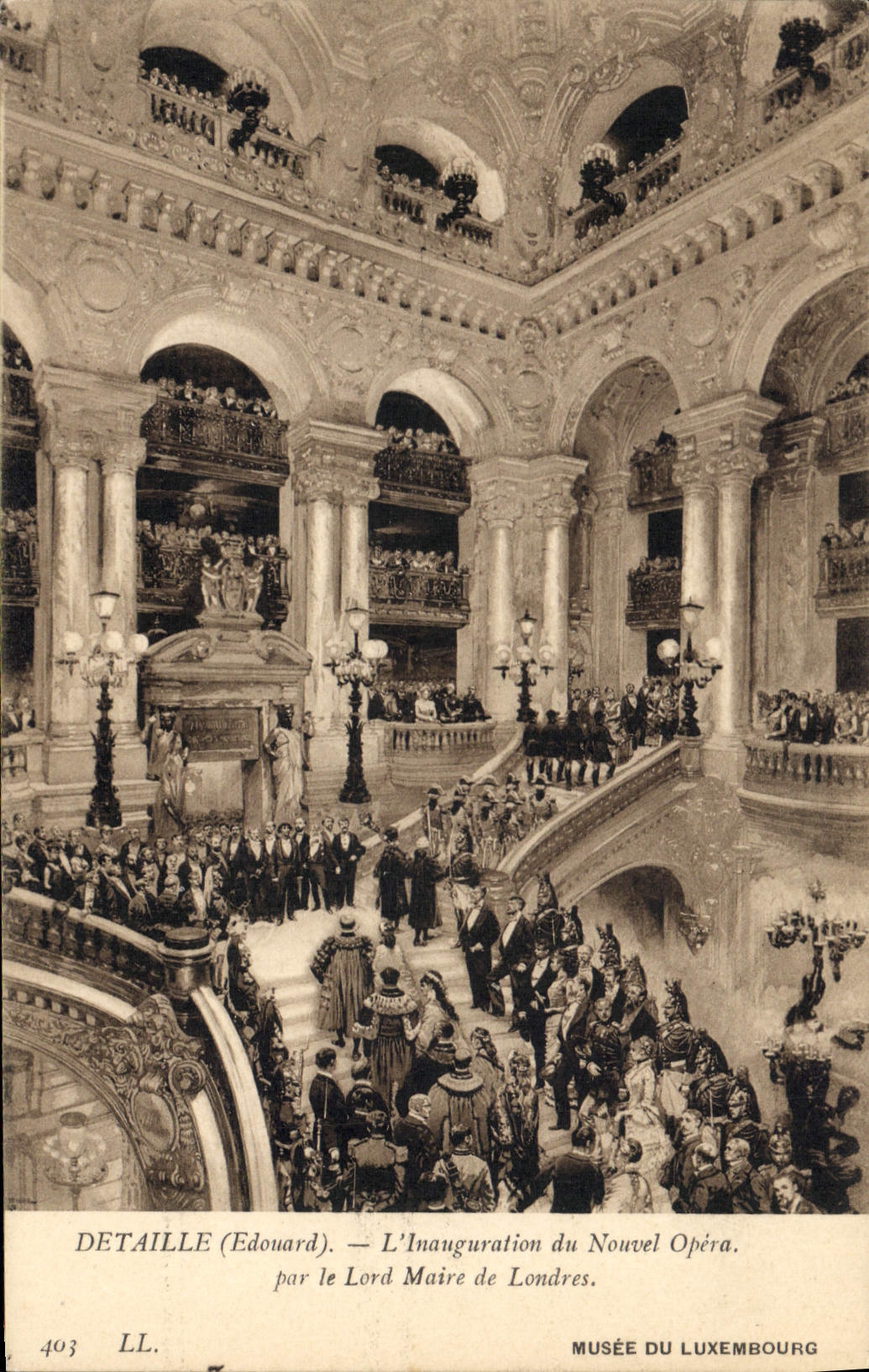 El museo de la POSTAL de la VENDIMIA de Luxemburgo París detalló la inauguración del nuevo Opera por el señor Mayor de Londres