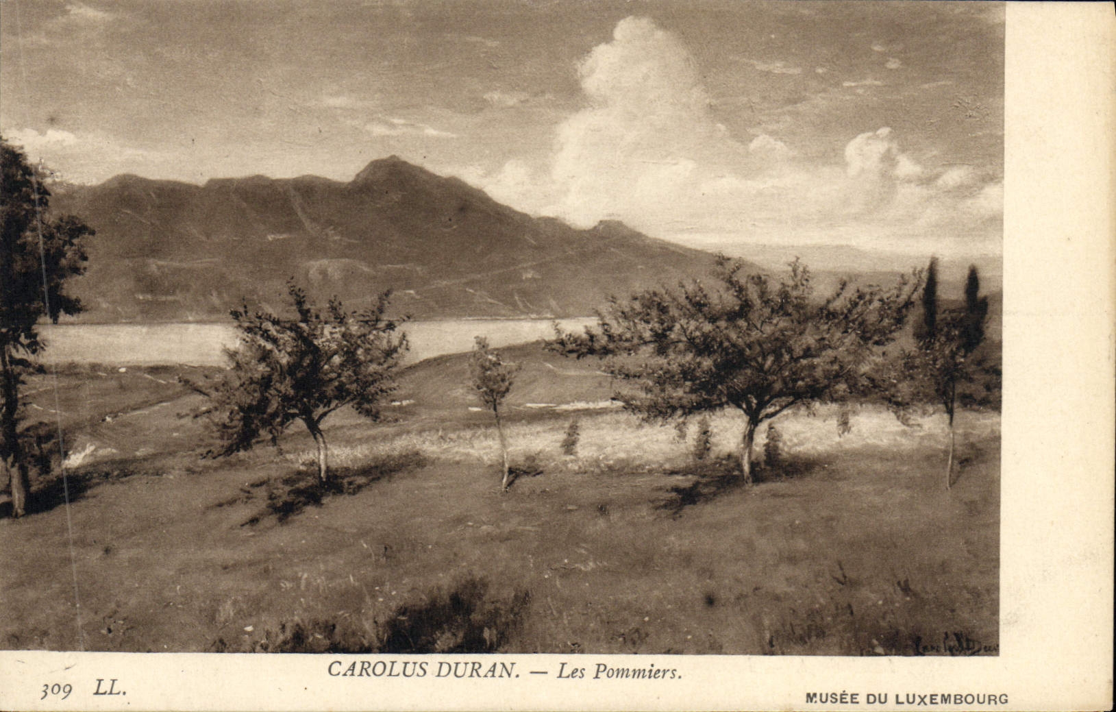 VINTAGE POSTCARD Paris Museum of Luxembourg Carolus Duran apple trees