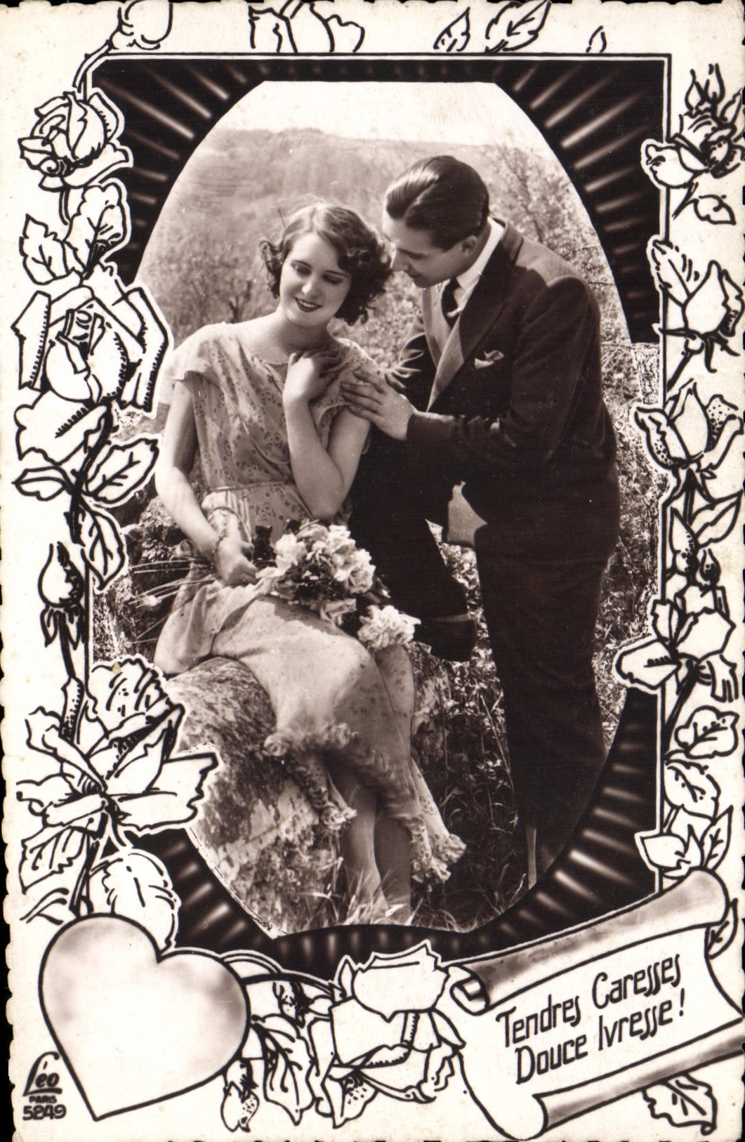 VINTAGE POSTCARD Tender Caresses Woman