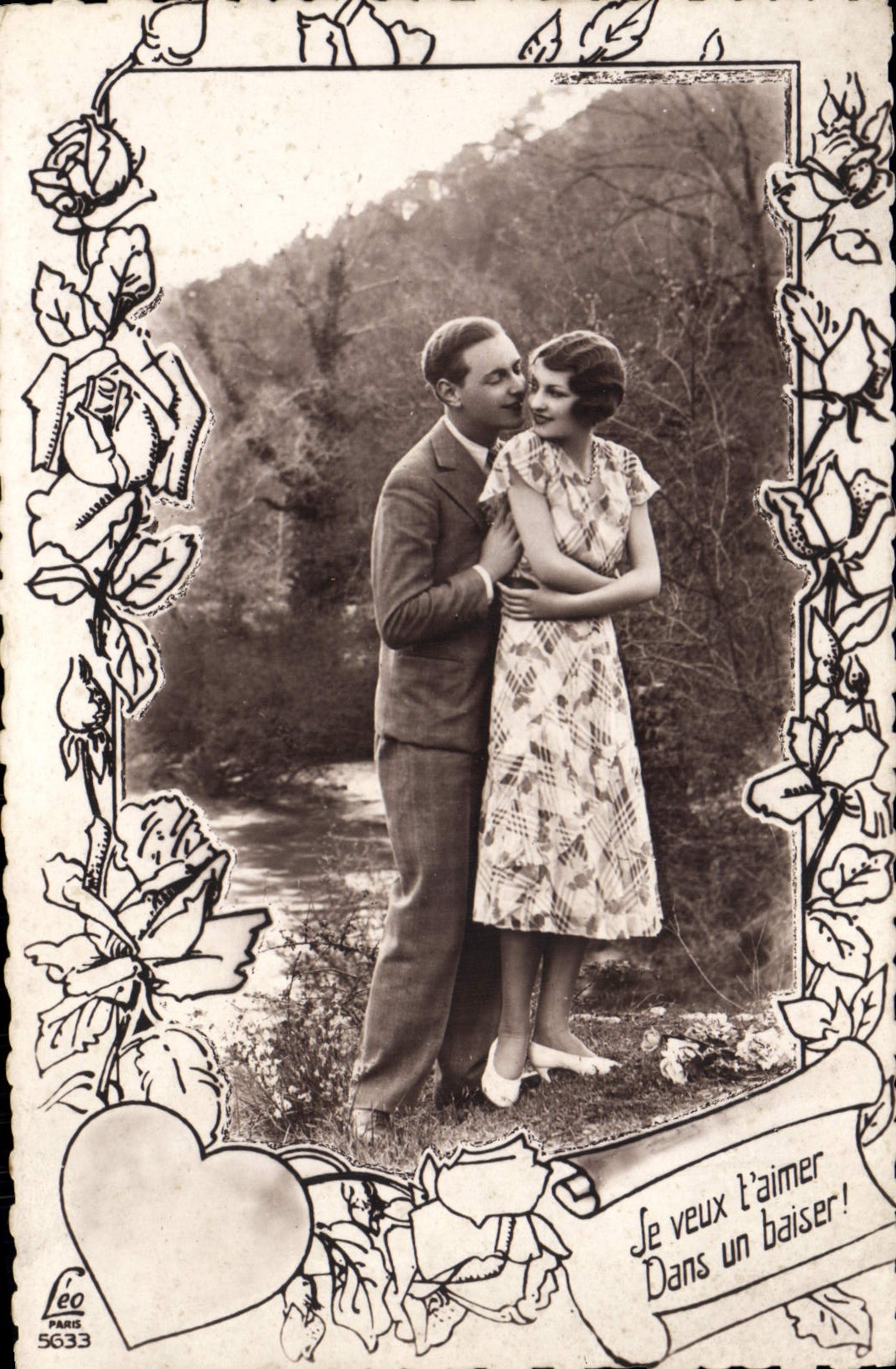 VINTAGE POSTCARD I Want to love You Femme