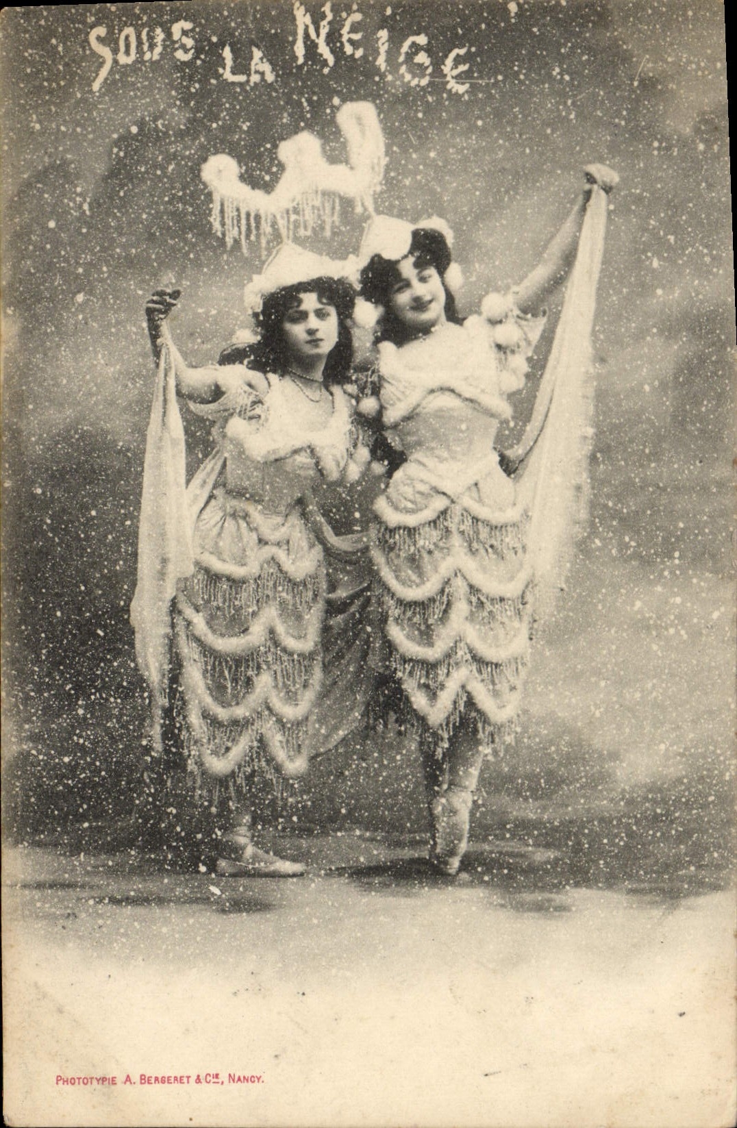 VINTAGE POSTCARD Fantasy Women Under snow