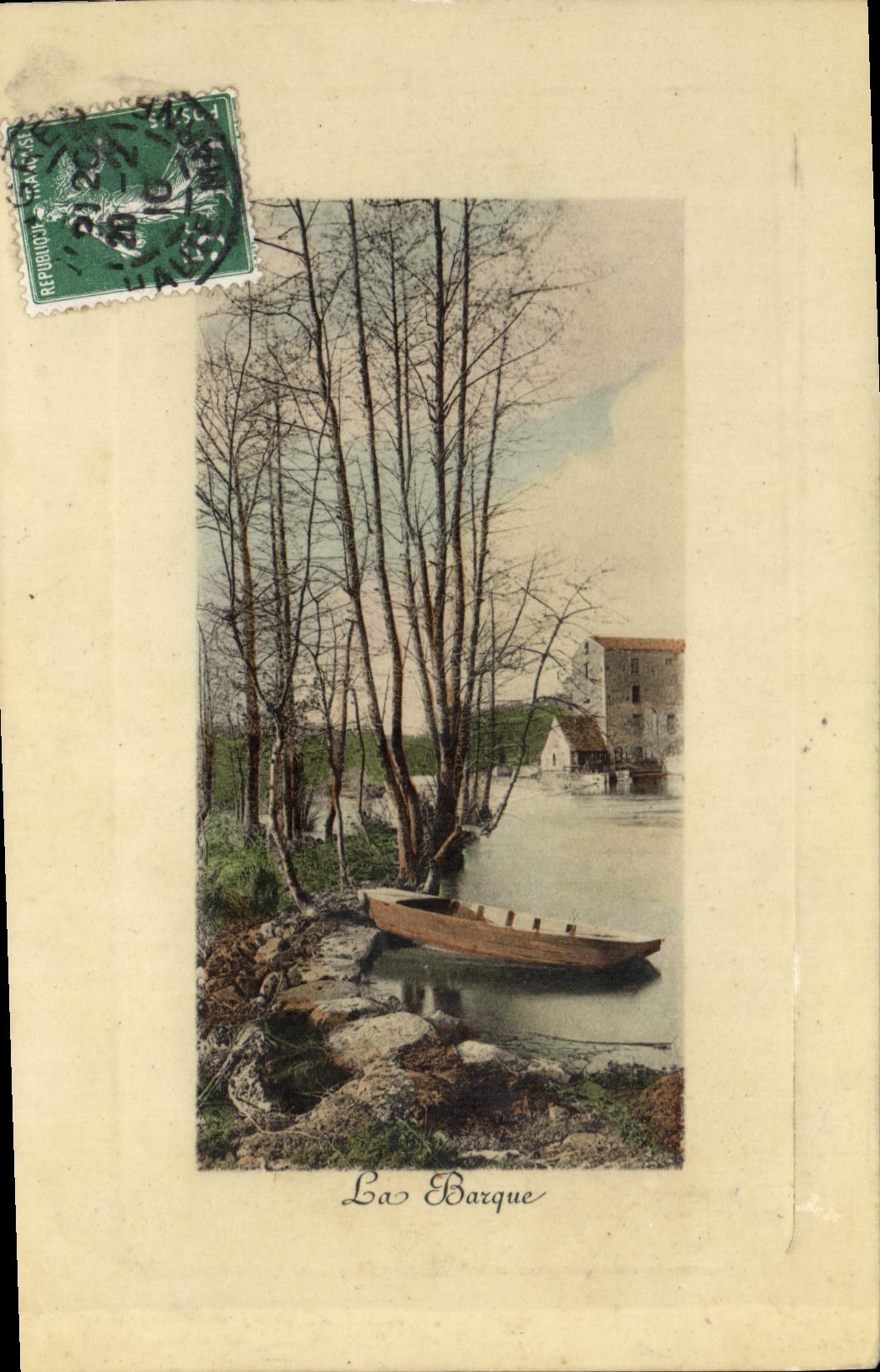 CPA Fantaisie La barque Moulin 