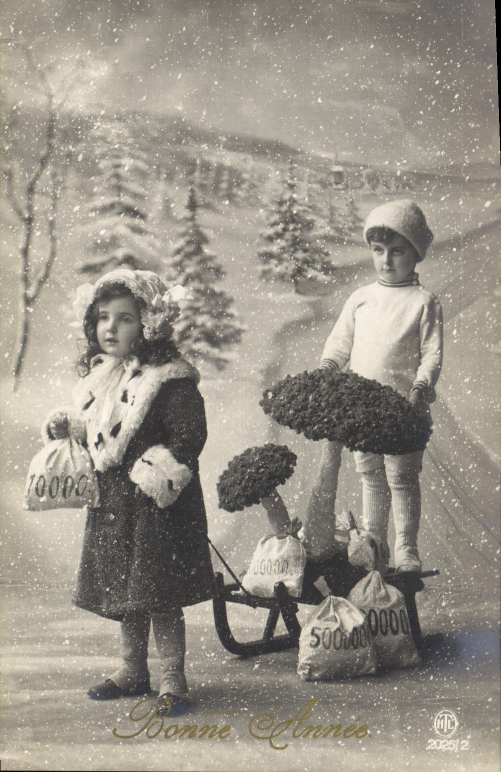 CPA Fantaisie Enfants Luge 