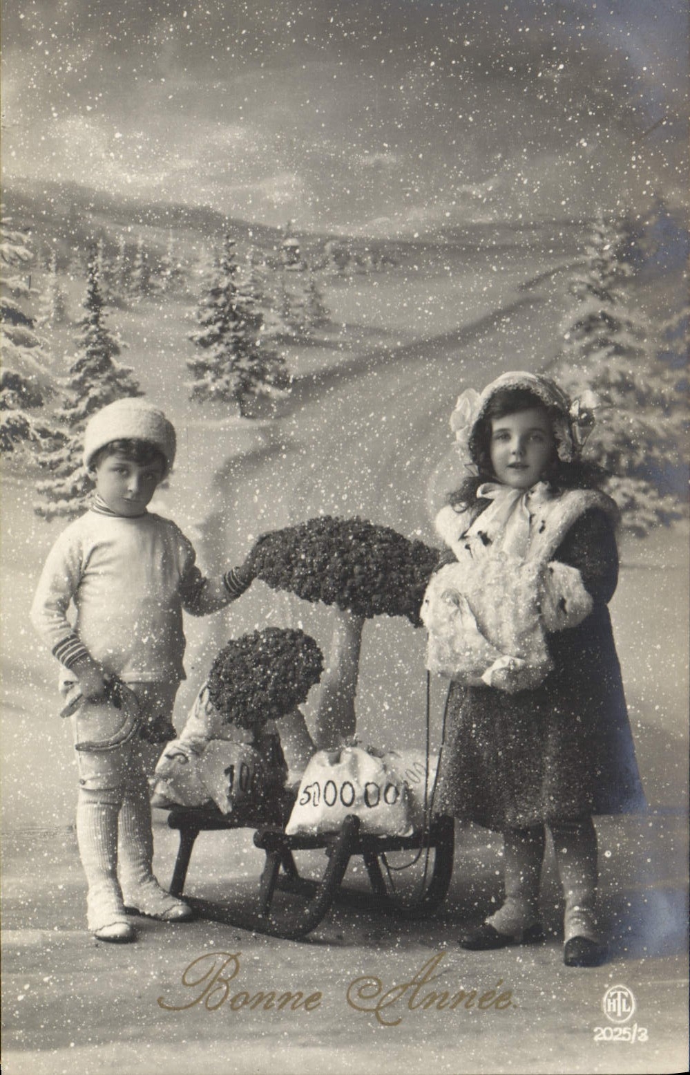 CPA Fantaisie Enfants Luge