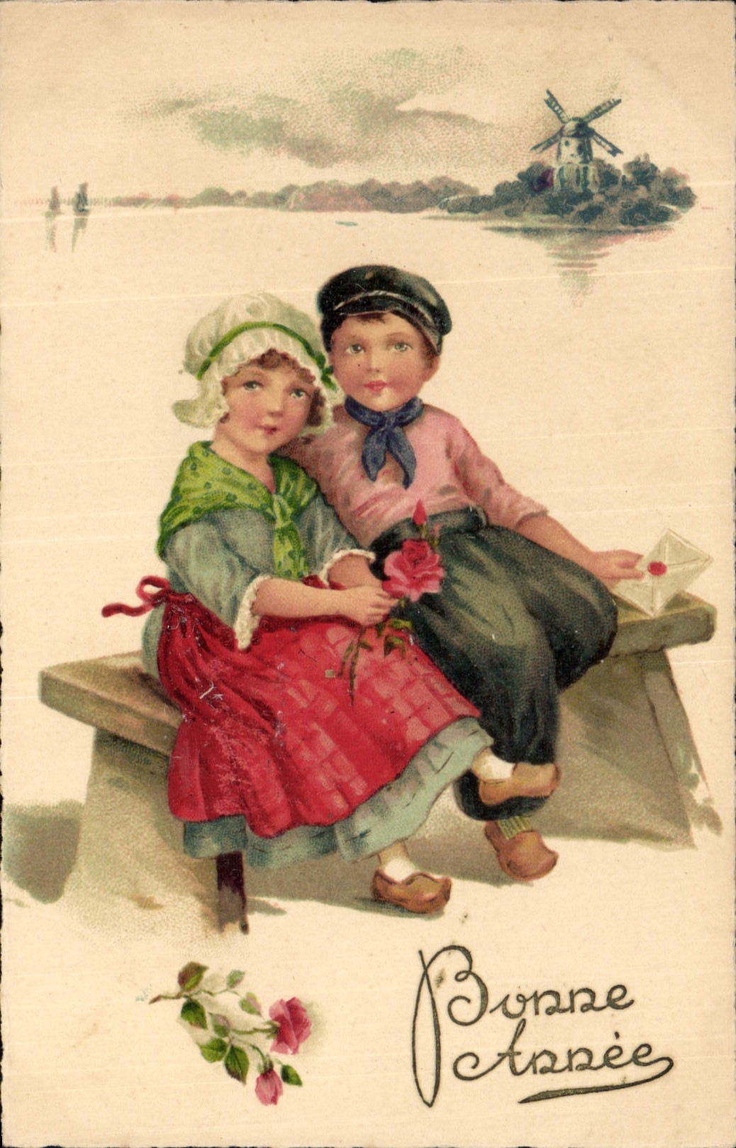 VINTAGE POSTCARD Fantasy Children Windmill