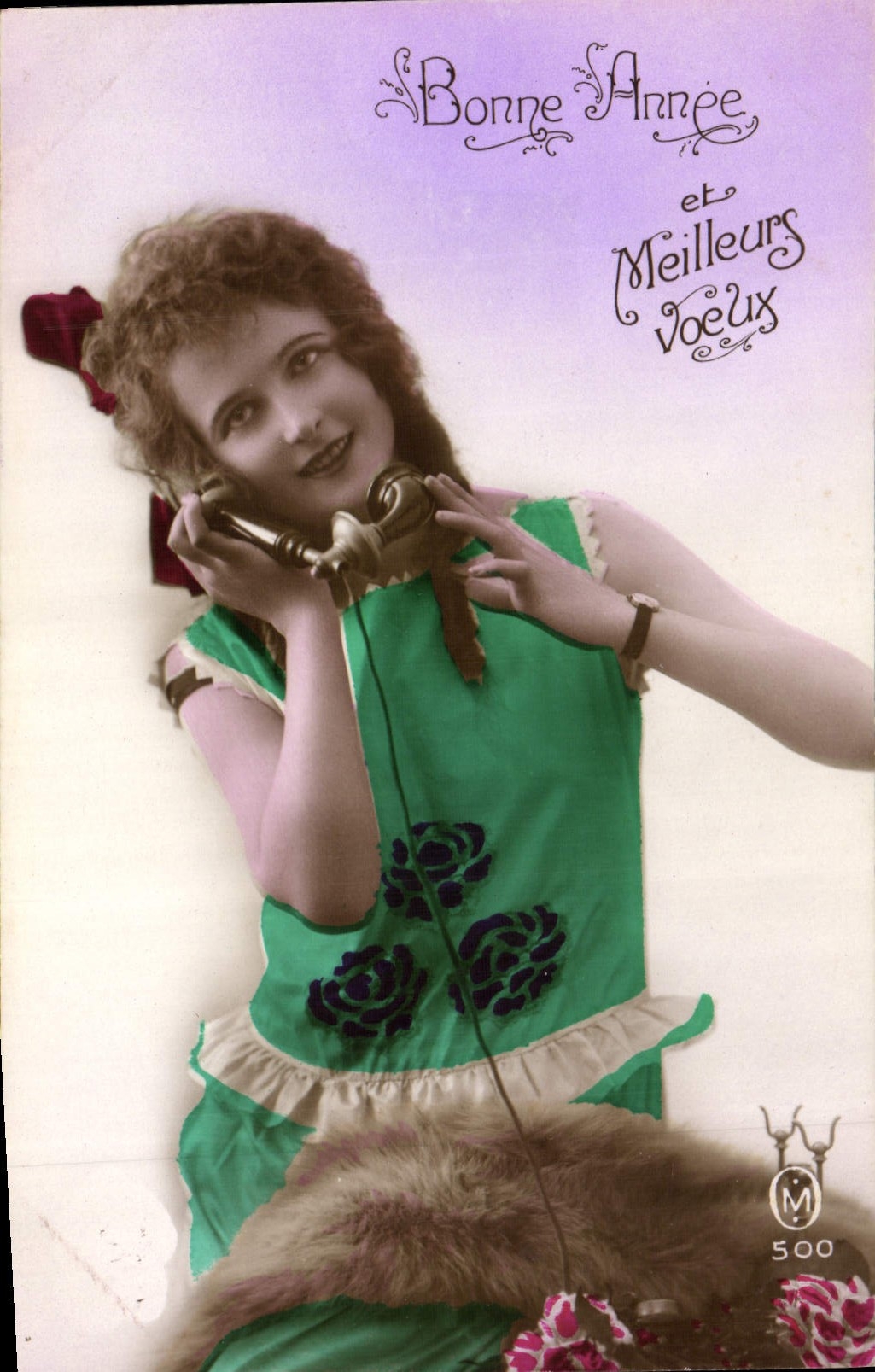 VINTAGE POSTCARD Fantaisie Child Telephones