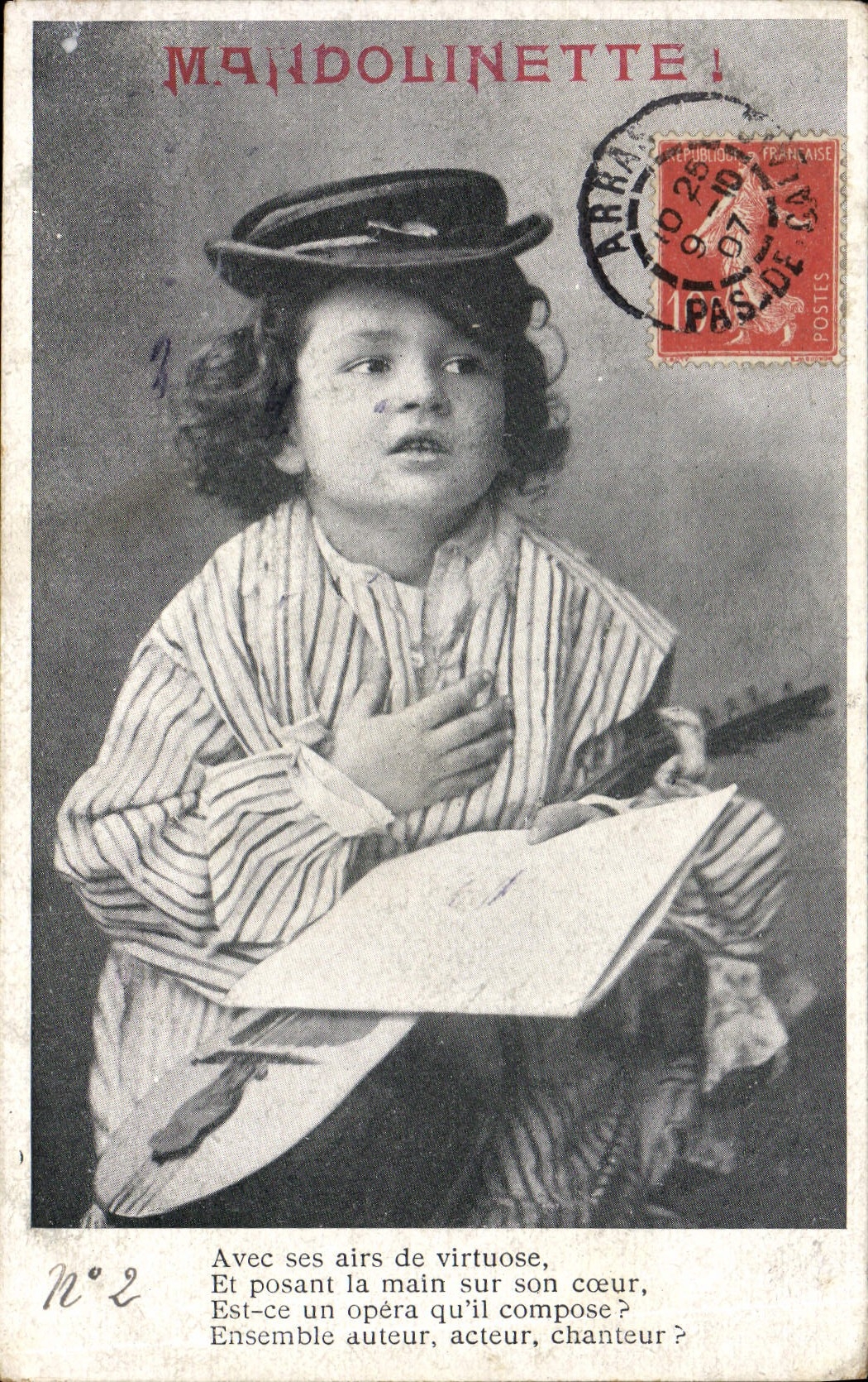 VINTAGE POSTCARD Fantasy Mandolinette Child