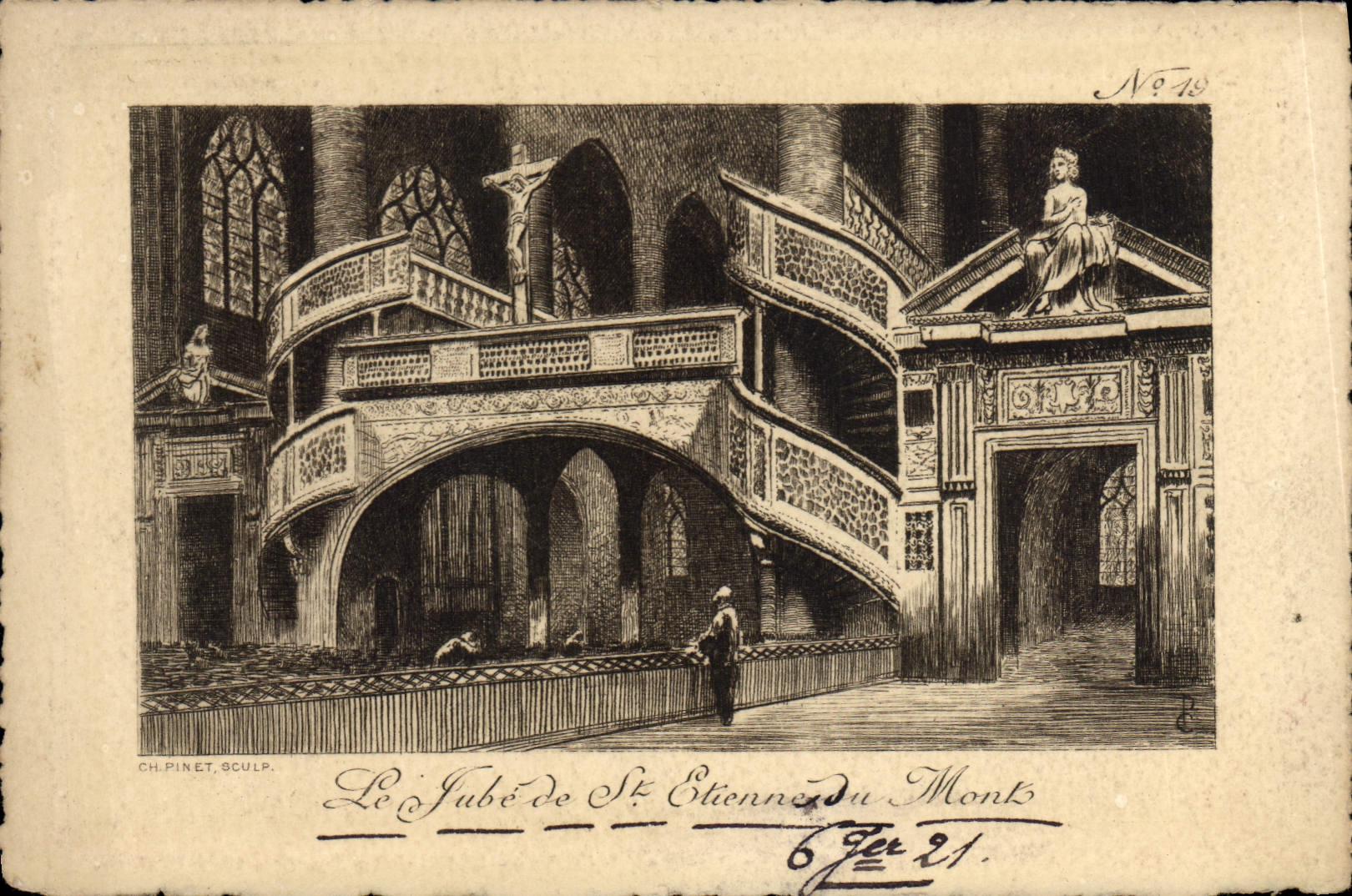 VINTAGE POSTCARD Paris the jube of St Etienne of the Mount