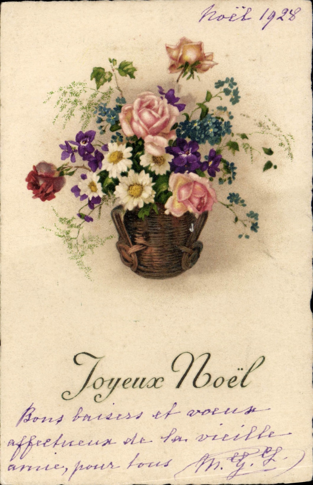 CPA Fantaisie Fleurs Noel