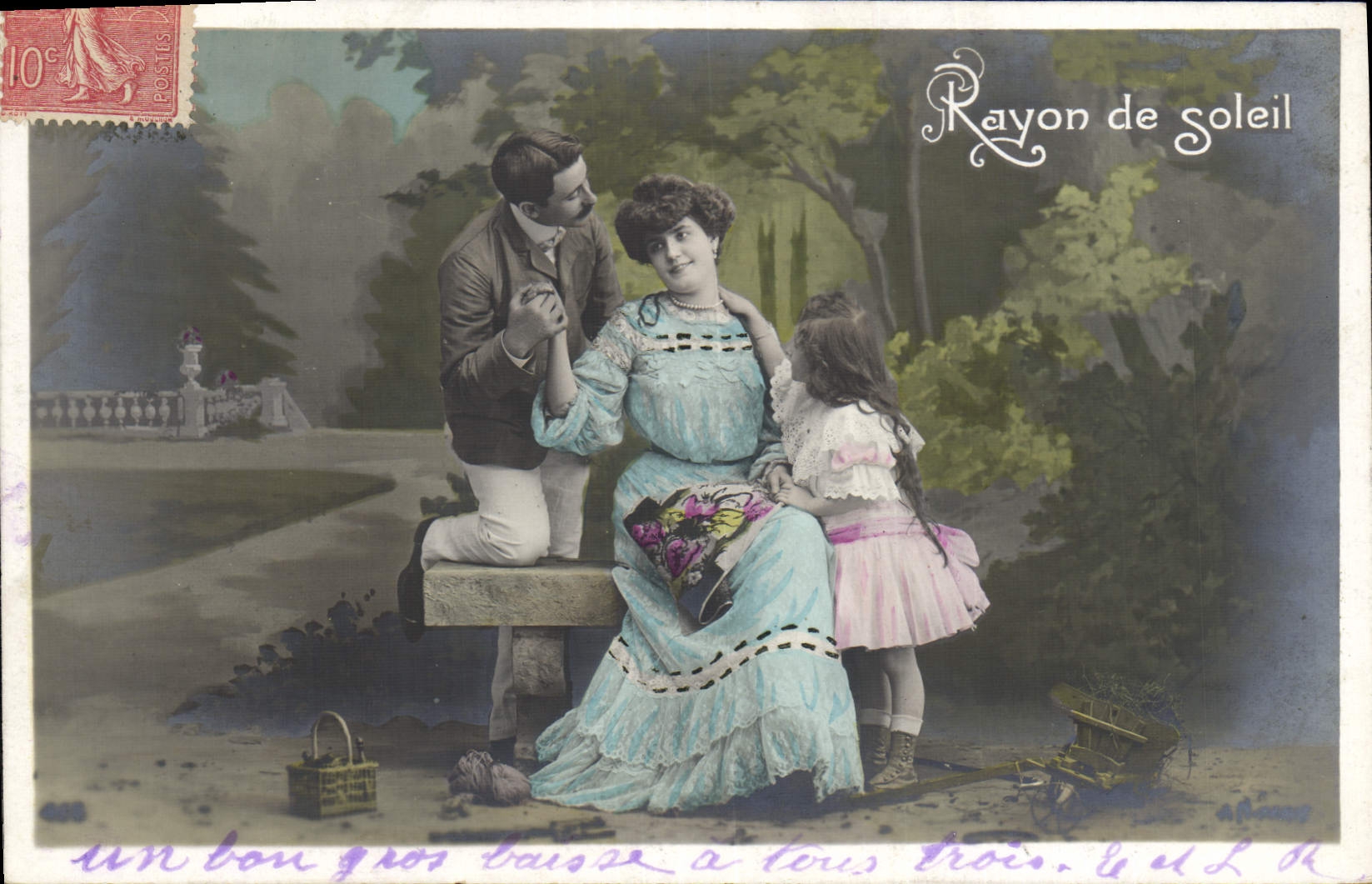 VINTAGE POSTCARD Fantasy Woman Sun ray