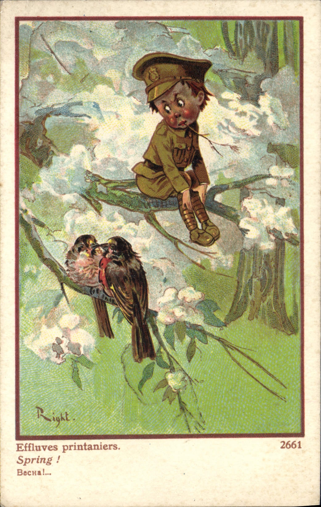 VINTAGE POSTCARD Fantasy Child Emanations printanieres