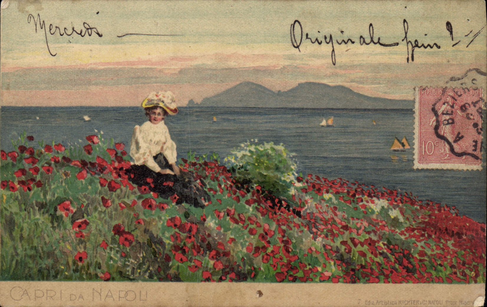 VINTAGE POSTCARD Fantasy Woman CApri da Napoli