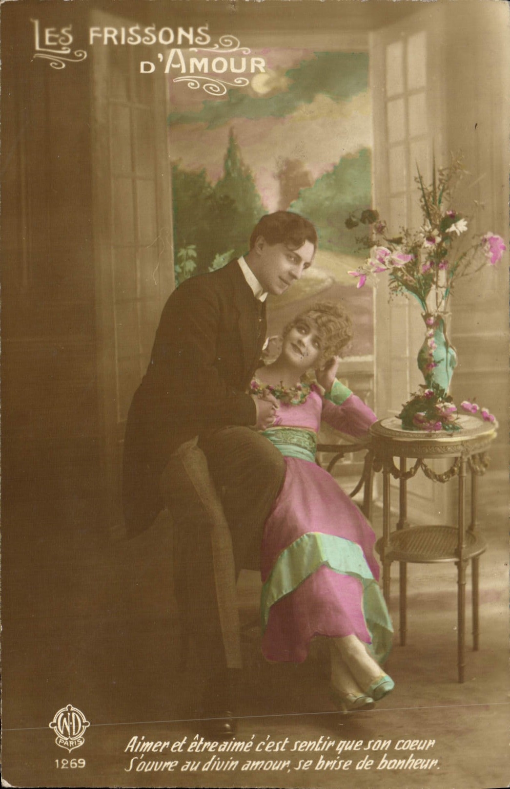 VINTAGE POSTCARD Fantasy Woman shivers of love