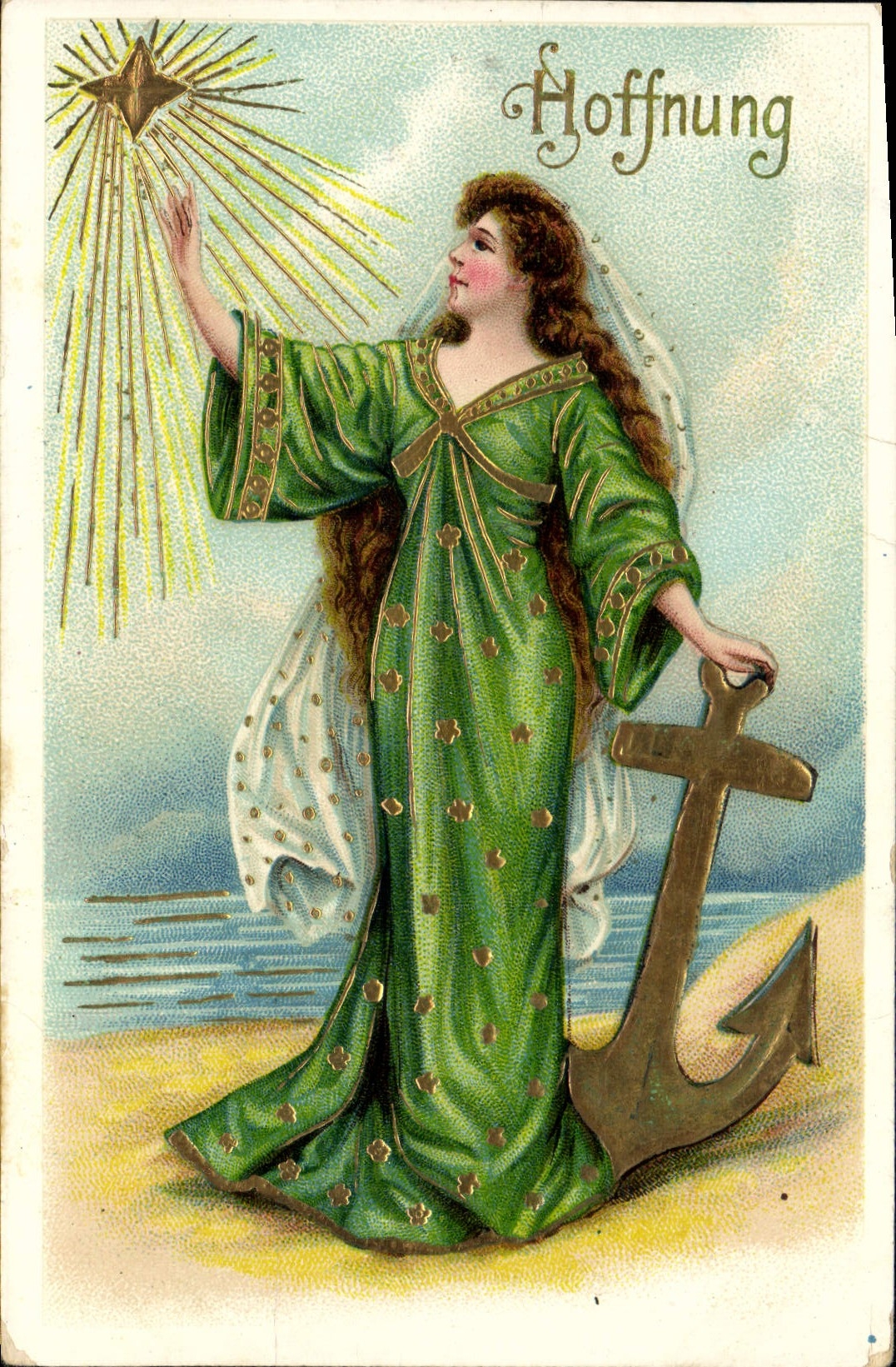VINTAGE POSTCARD Fantaisie Woman Anchors of Hoffnung navy