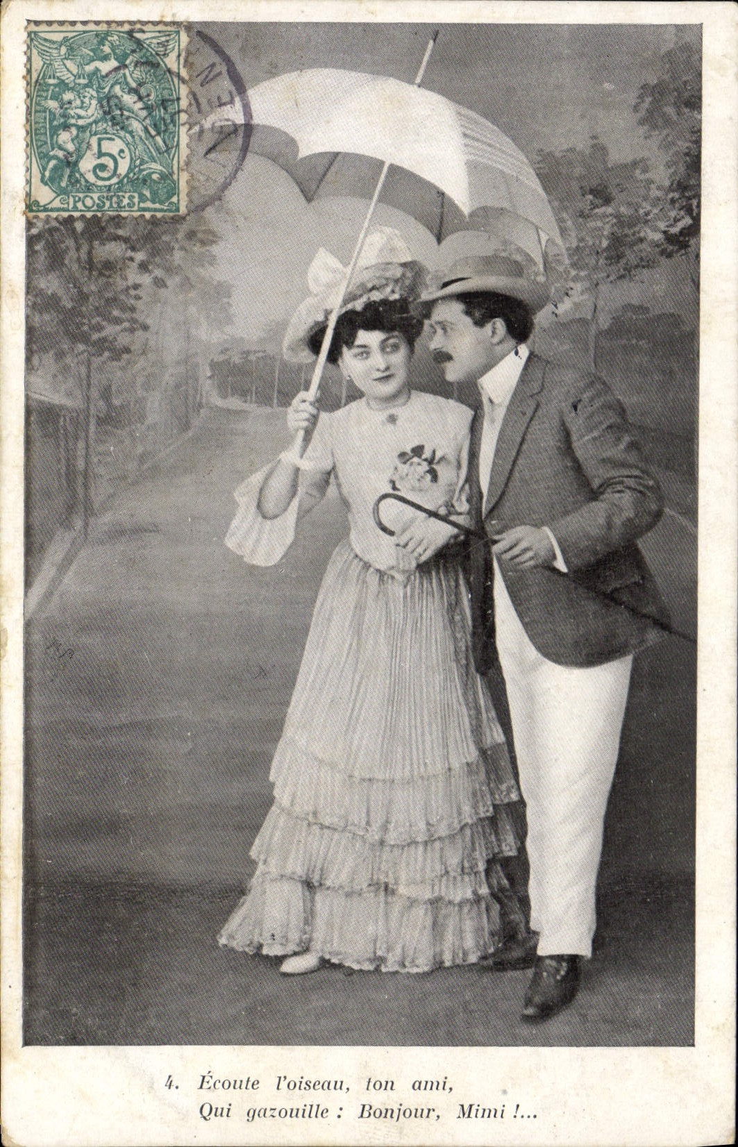 VINTAGE POSTCARD Fantasy Woman Sunshade