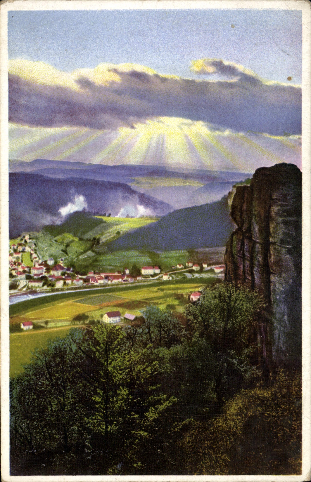VINTAGE POSTCARD Blick vom Lilienftein aud Stadt Konigstein