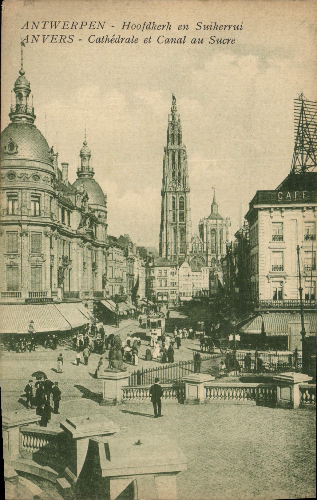 CPA Anvers Cathedrale et canal au sucre