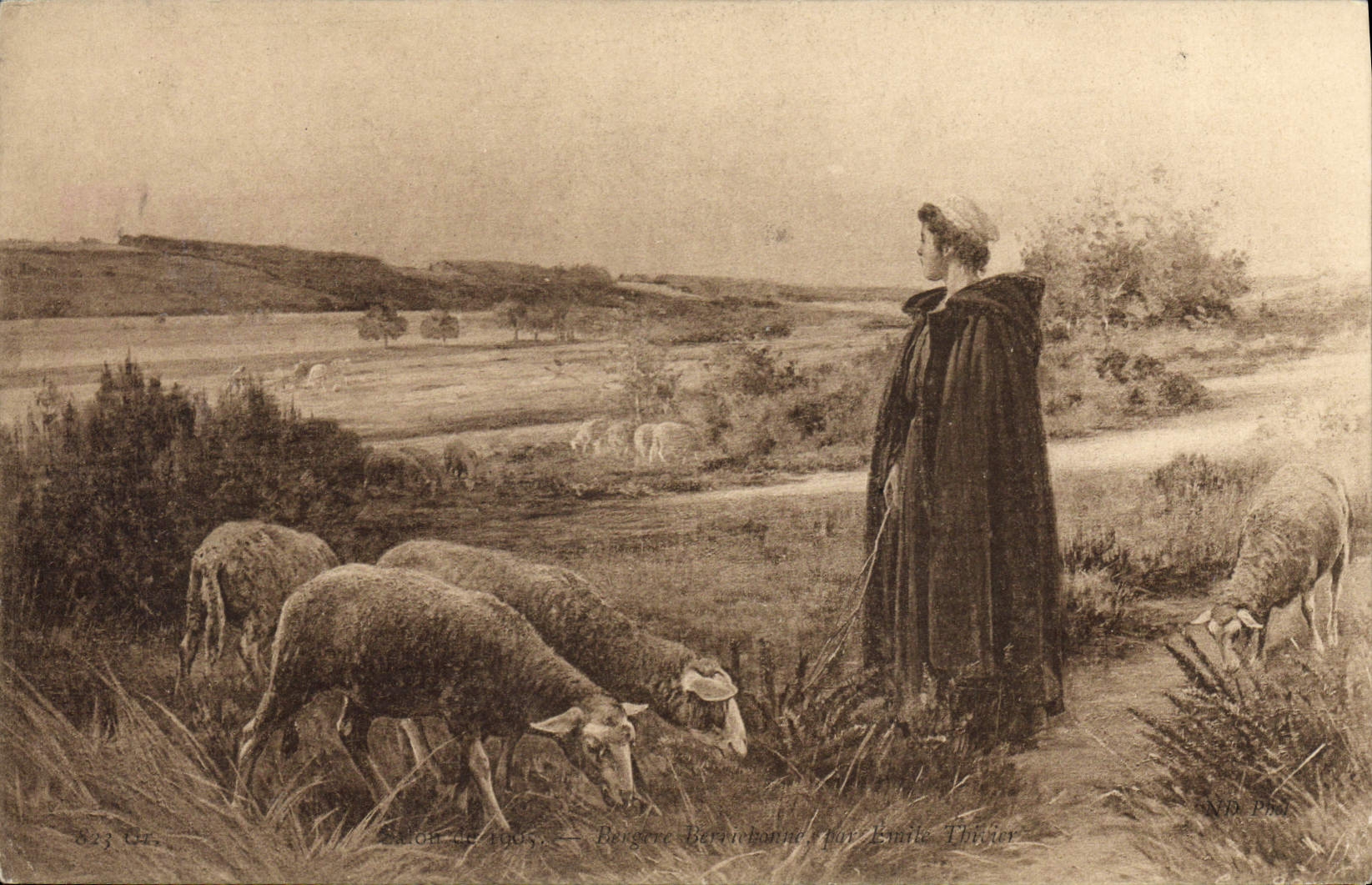 CPA Fantaisie Femme Moutons