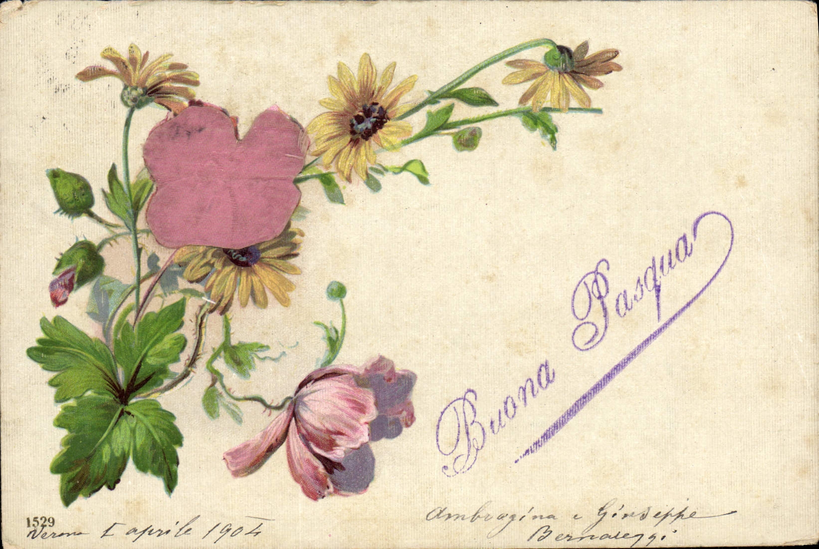 VINTAGE POSTCARD Easter Flowers