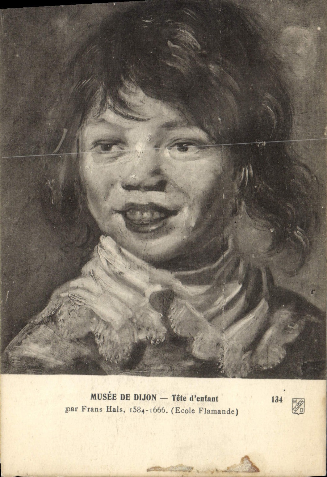 VINTAGE POSTCARD Museum of Dijon Head of child Frans Halls