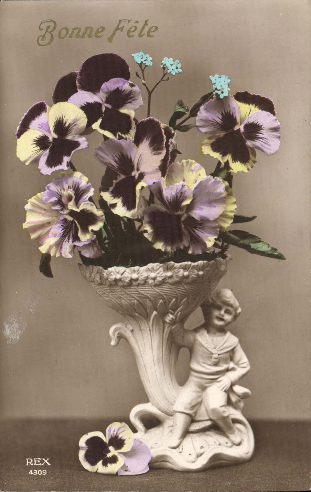 CPA Fantaisie Fleurs Santon 