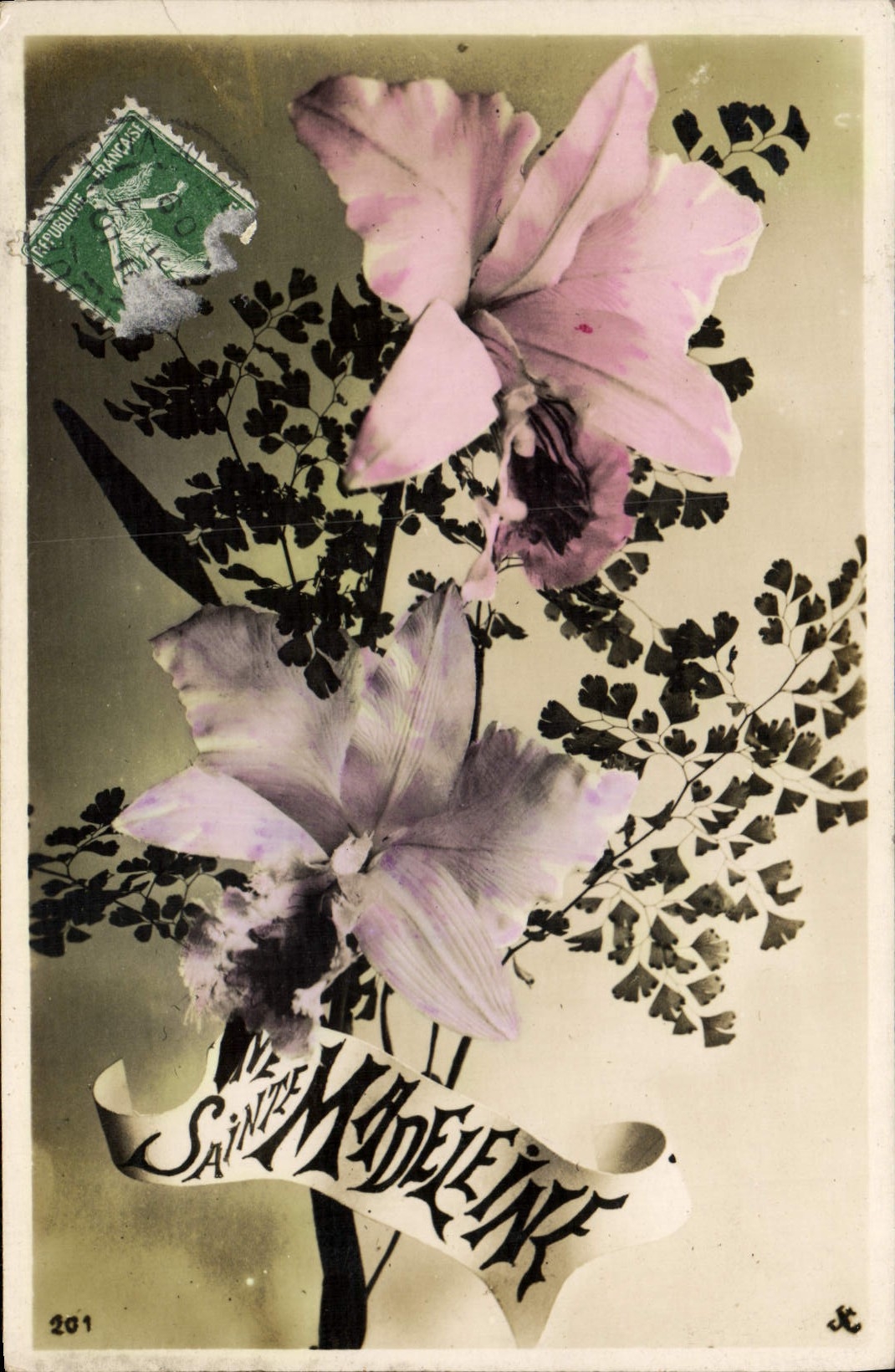 VINTAGE POSTCARD Fantasy Madeleine Flowers