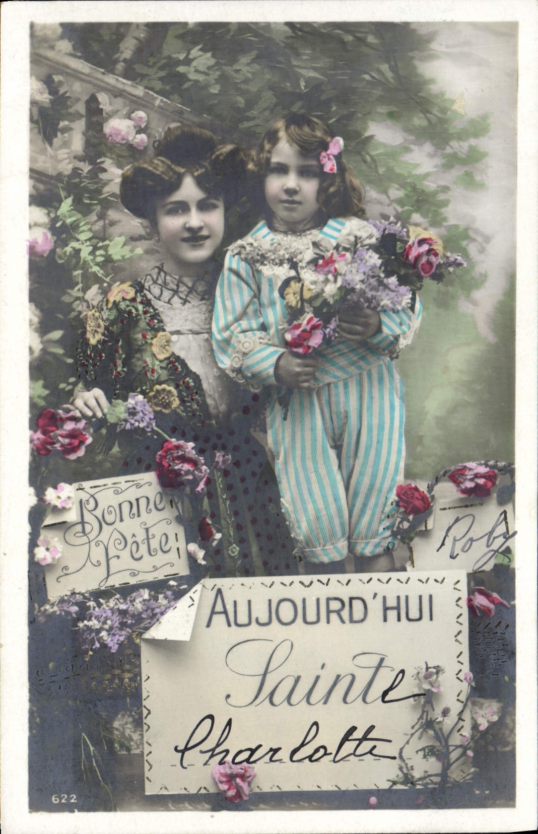 VINTAGE POSTCARD Fantasy Child wife Sainte Charlotte