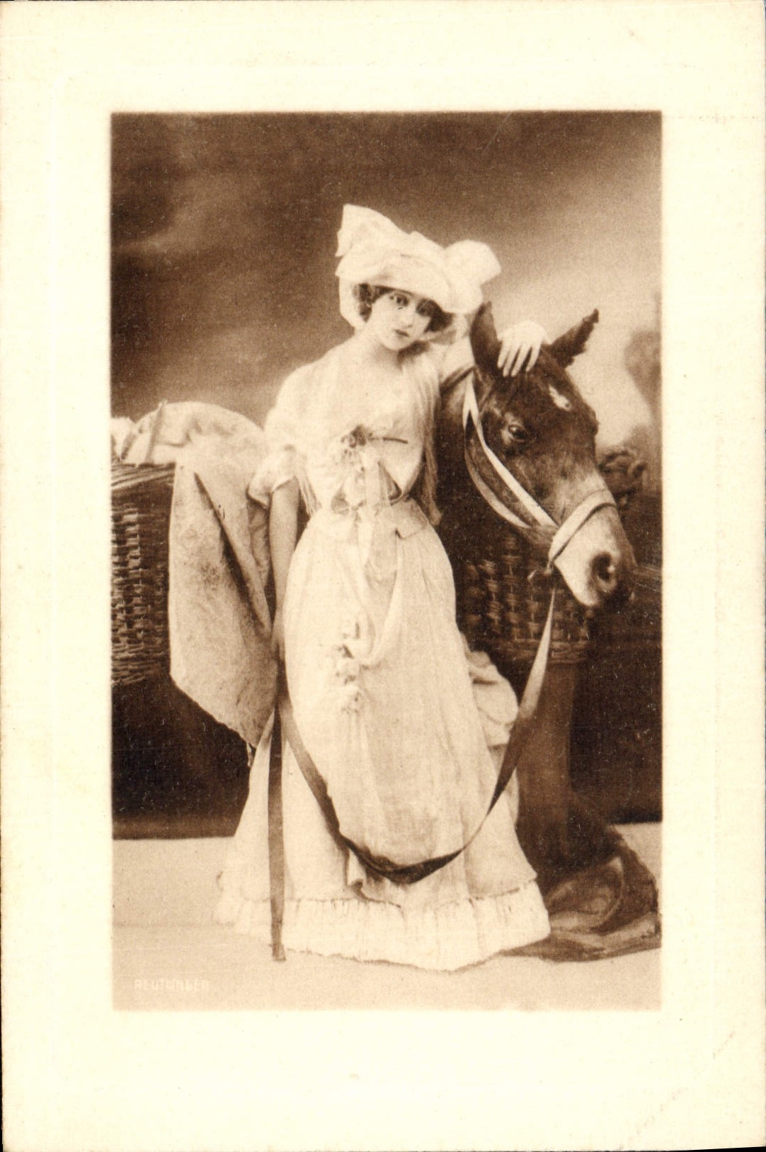 VINTAGE POSTCARD Fantasy Woman ass Mule