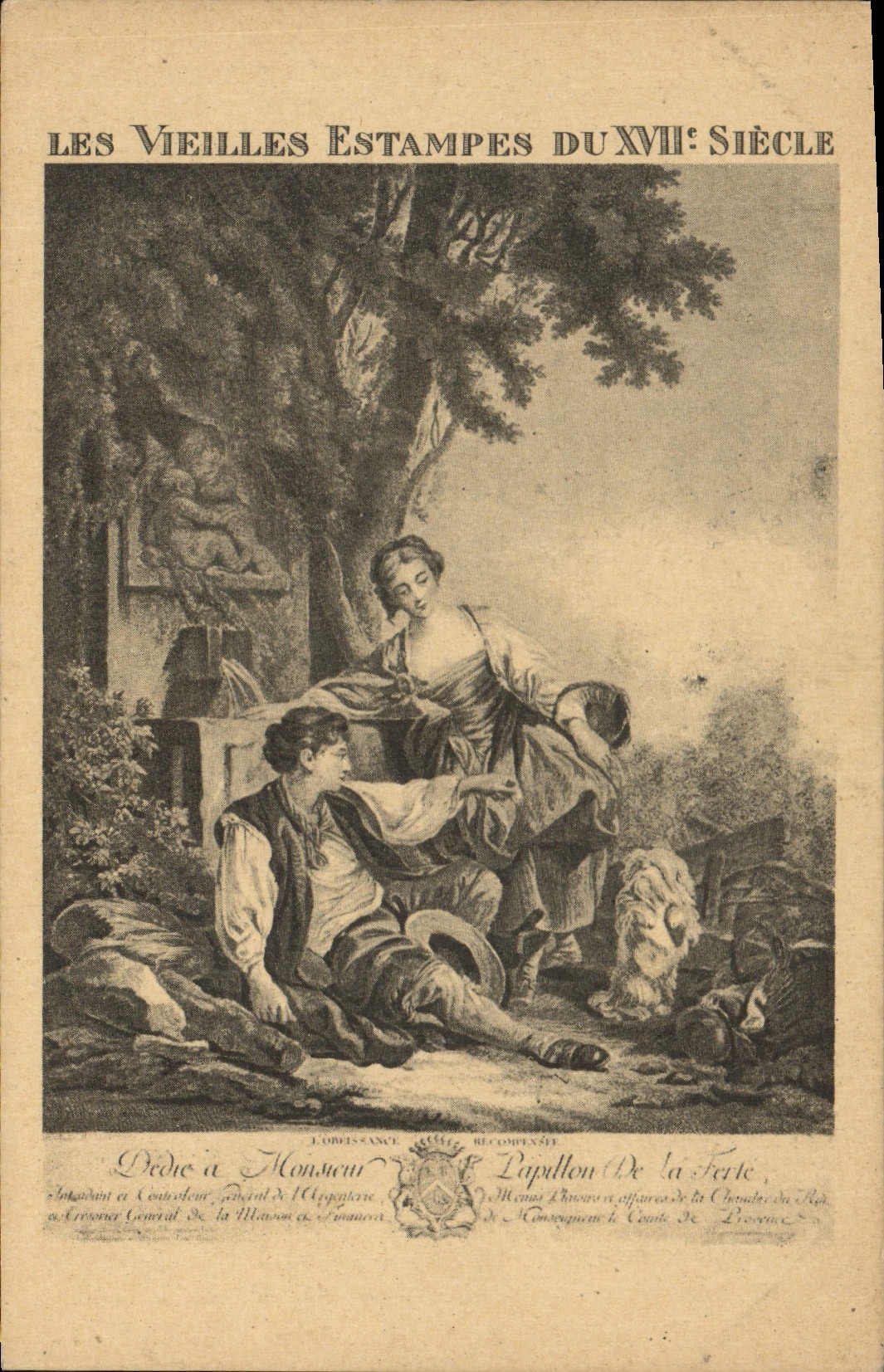 VINTAGE POSTCARD Fantasy old prints of the 17th Butterfly of Ferte