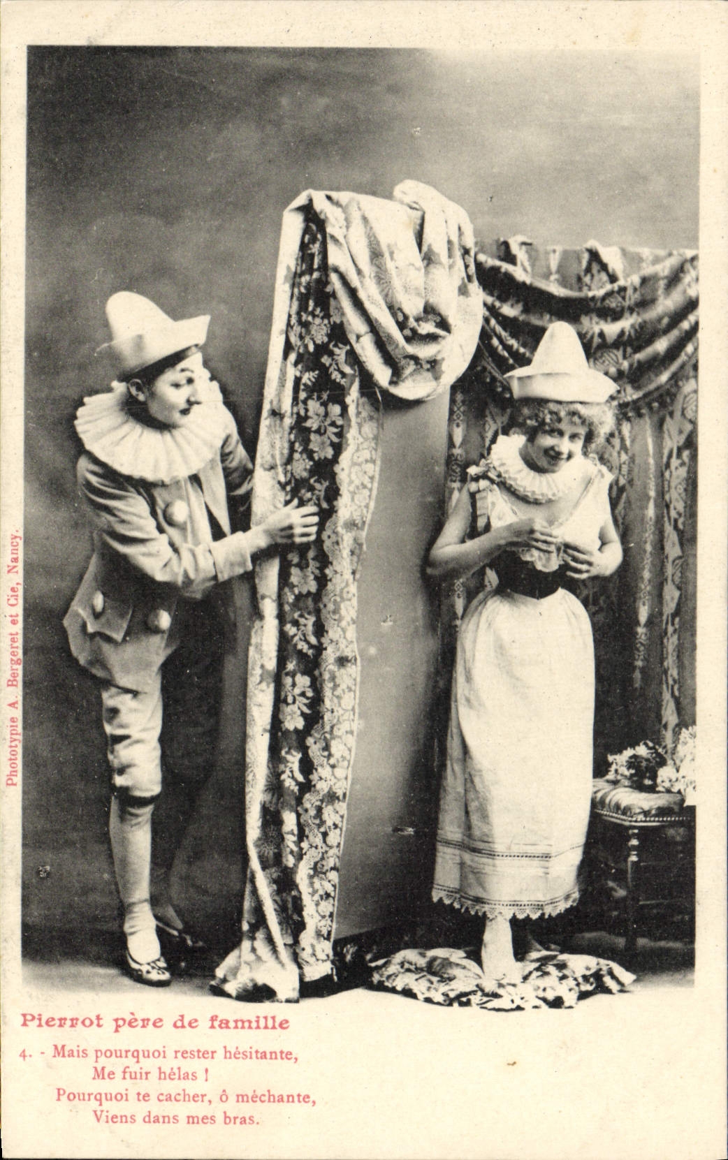 VINTAGE POSTCARD Fantasy Woman Pierrot father