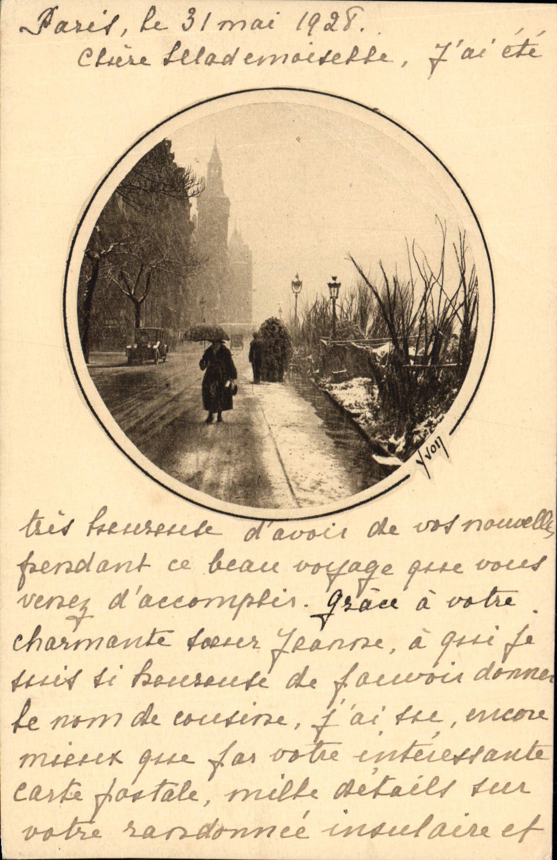 VINTAGE POSTCARD Fantaisie Paris Goes to the flowers