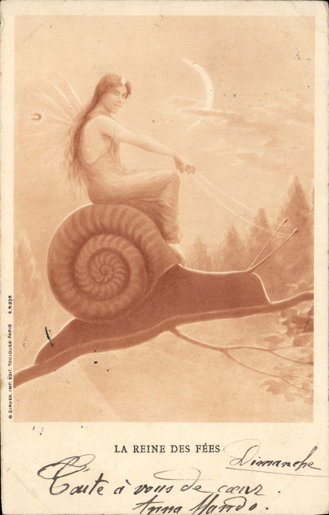 CPA Fantaisie Femme Escargot la reine des fees
