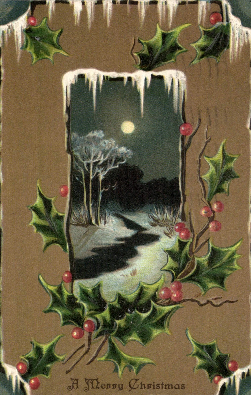 VINTAGE POSTCARD Fantasy Houx Christmas