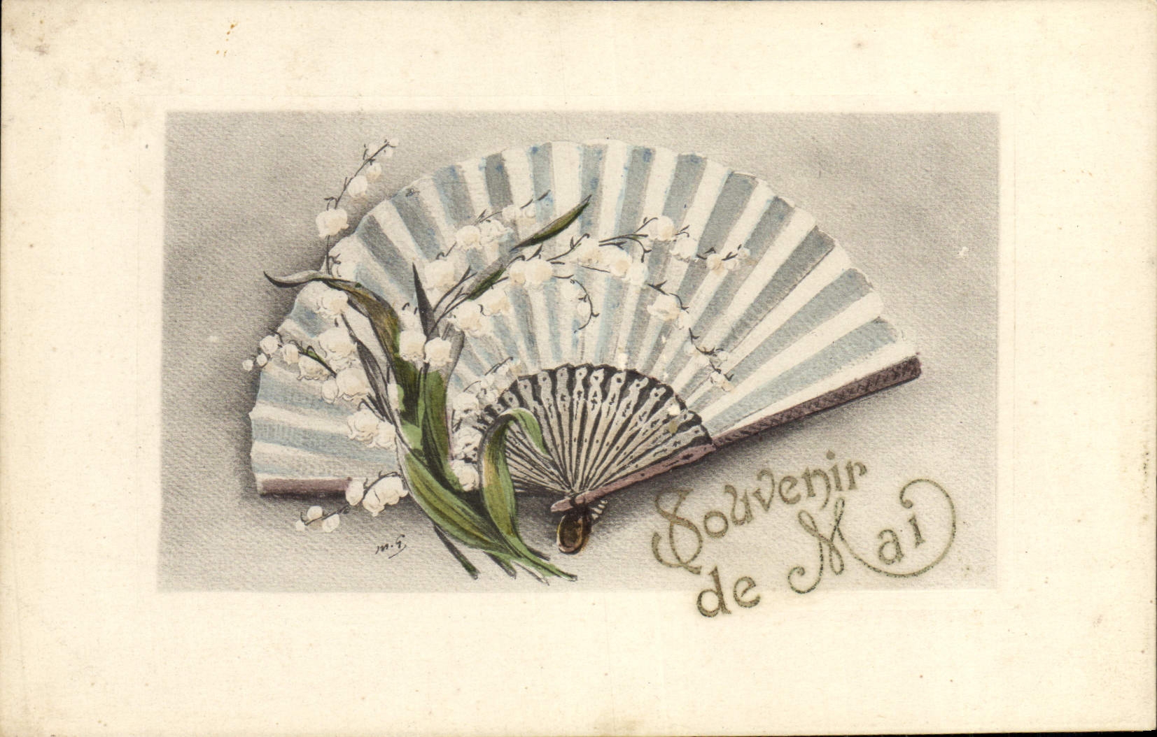 VINTAGE POSTCARD Fantasy Flowers Lily of the valley Souvenir of May