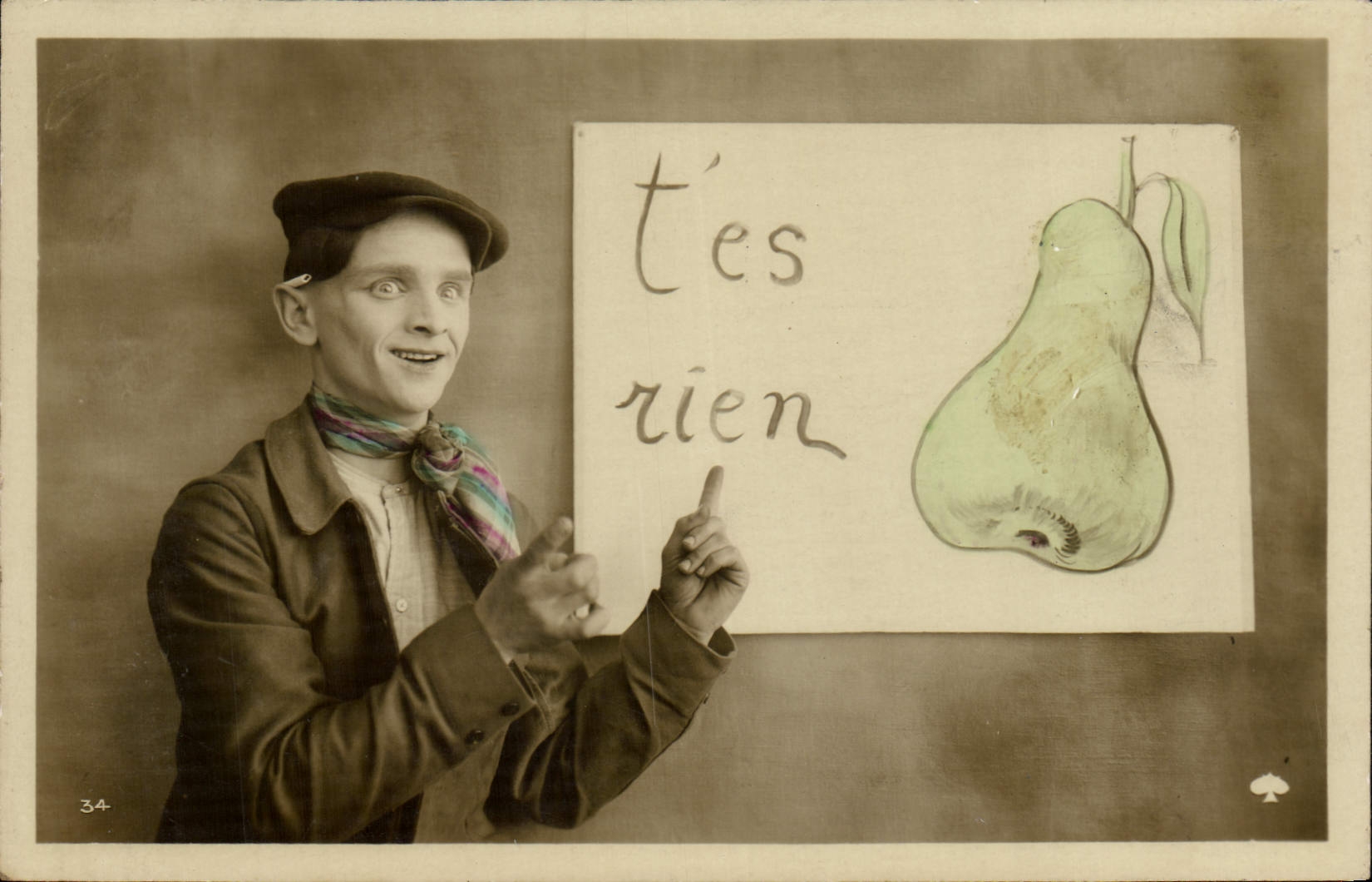 VINTAGE POSTCARD Fantasy Man Pear