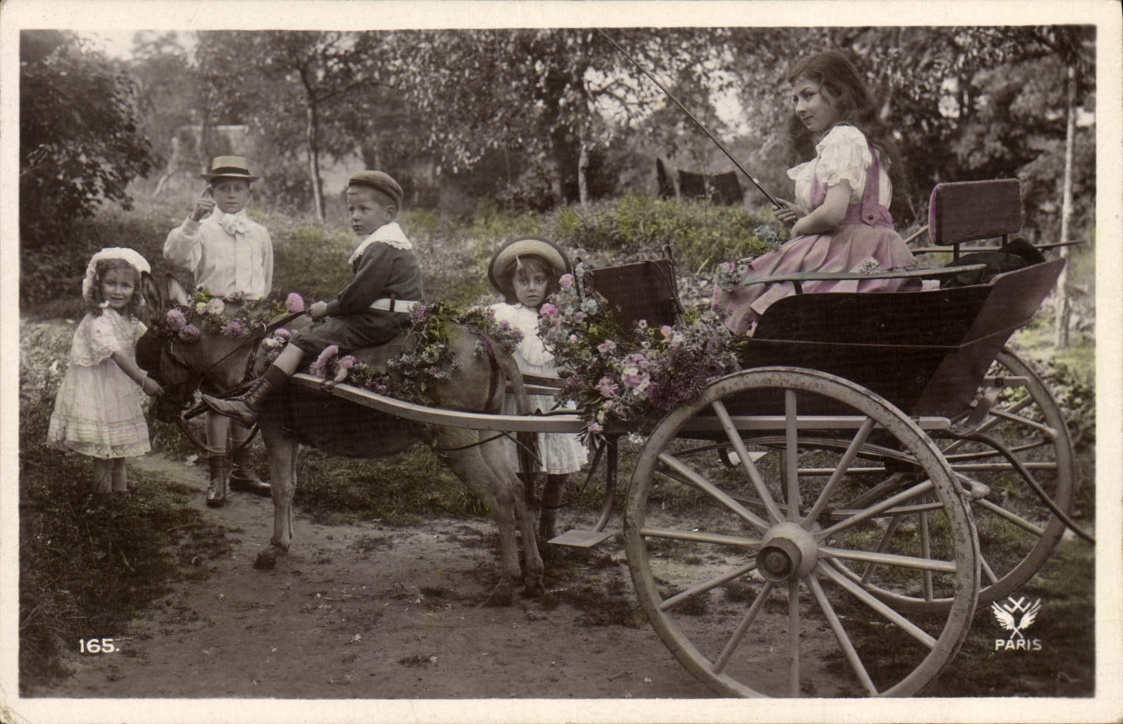 CPA Fantaisie Enfants Ane Mule 