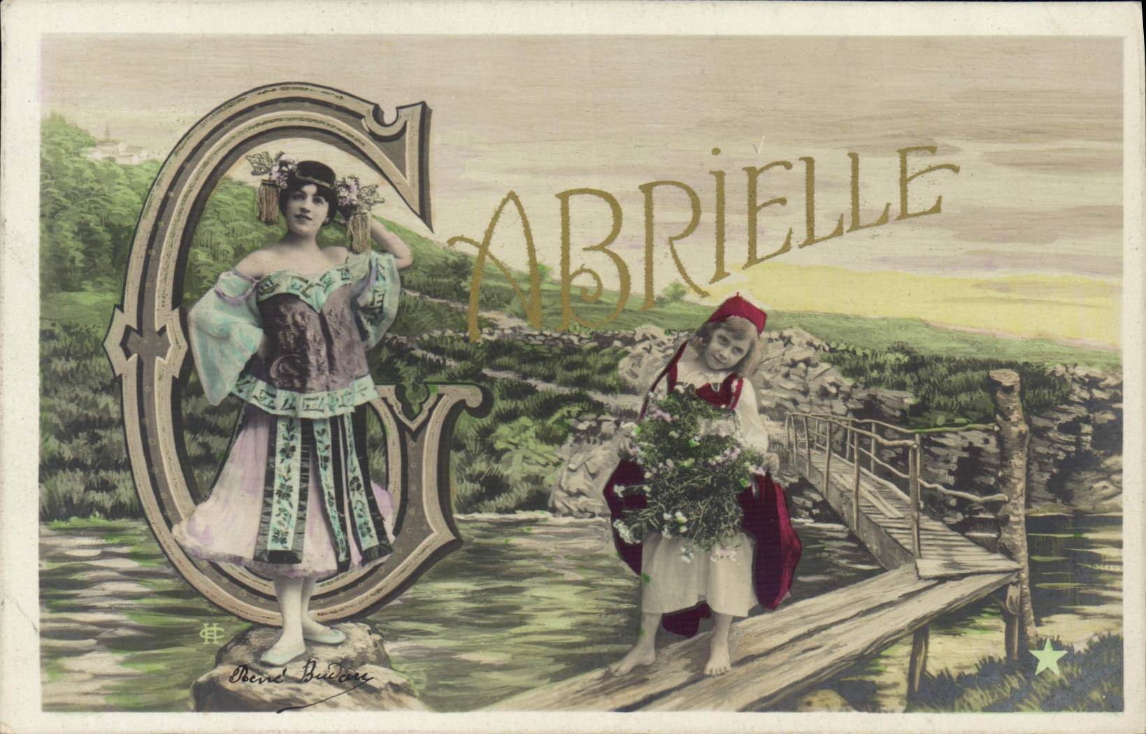 CPA Fantaisie Femme Prenom Gabrielle