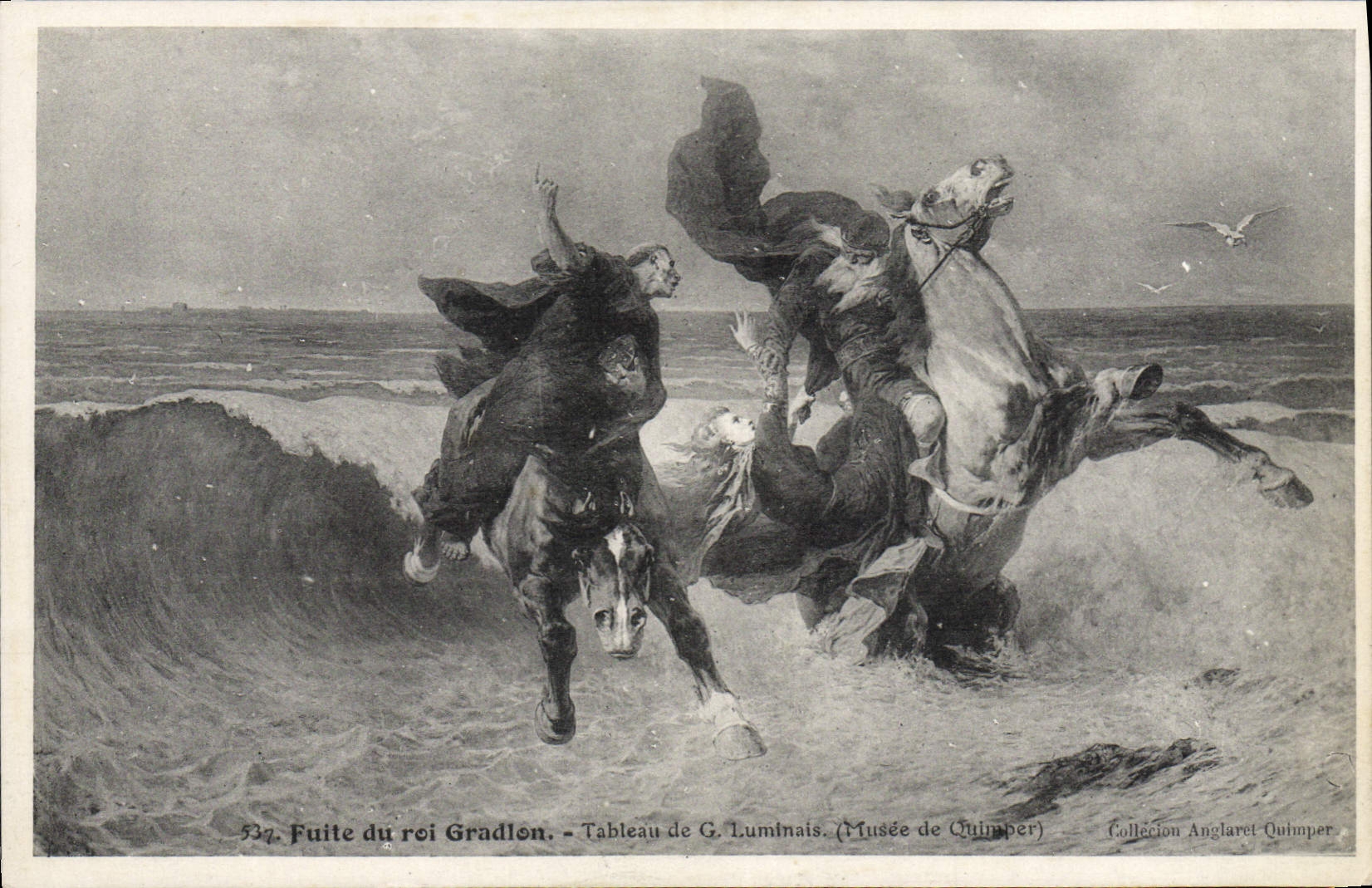 VINTAGE POSTCARD Fantasy Escape of king Gradlon Luminais Museum of Quimper