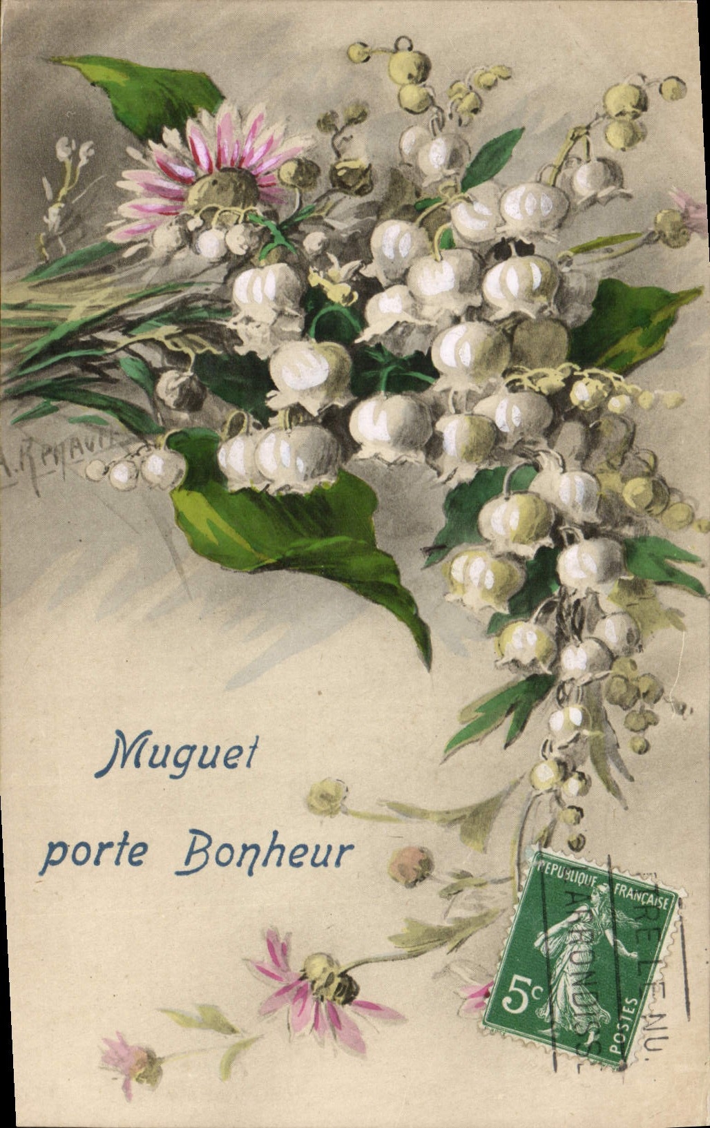 CPA Fantaisie Fleurs Muguet