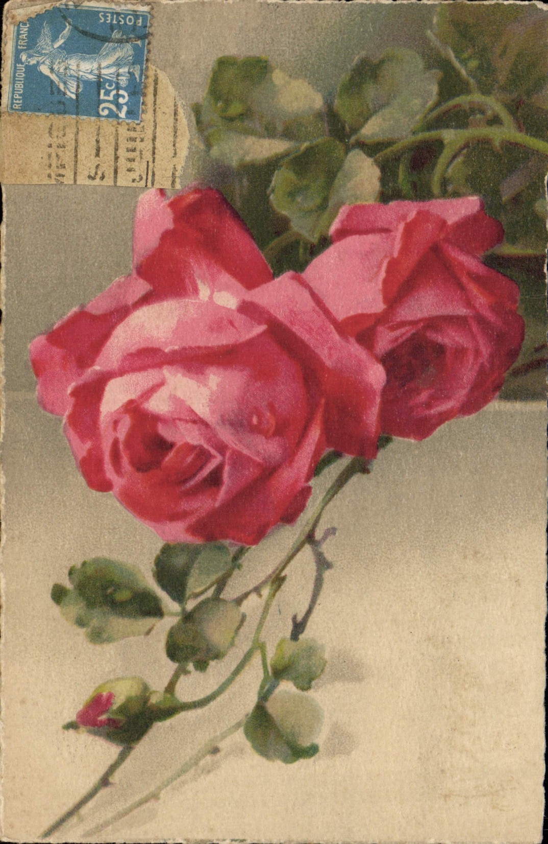 CPA Fantaisie Fleurs Rose