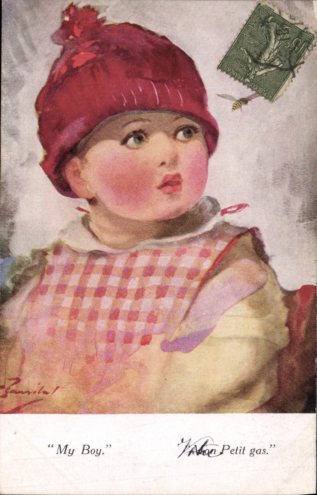 VINTAGE POSTCARD Fantasy Child My servant boy